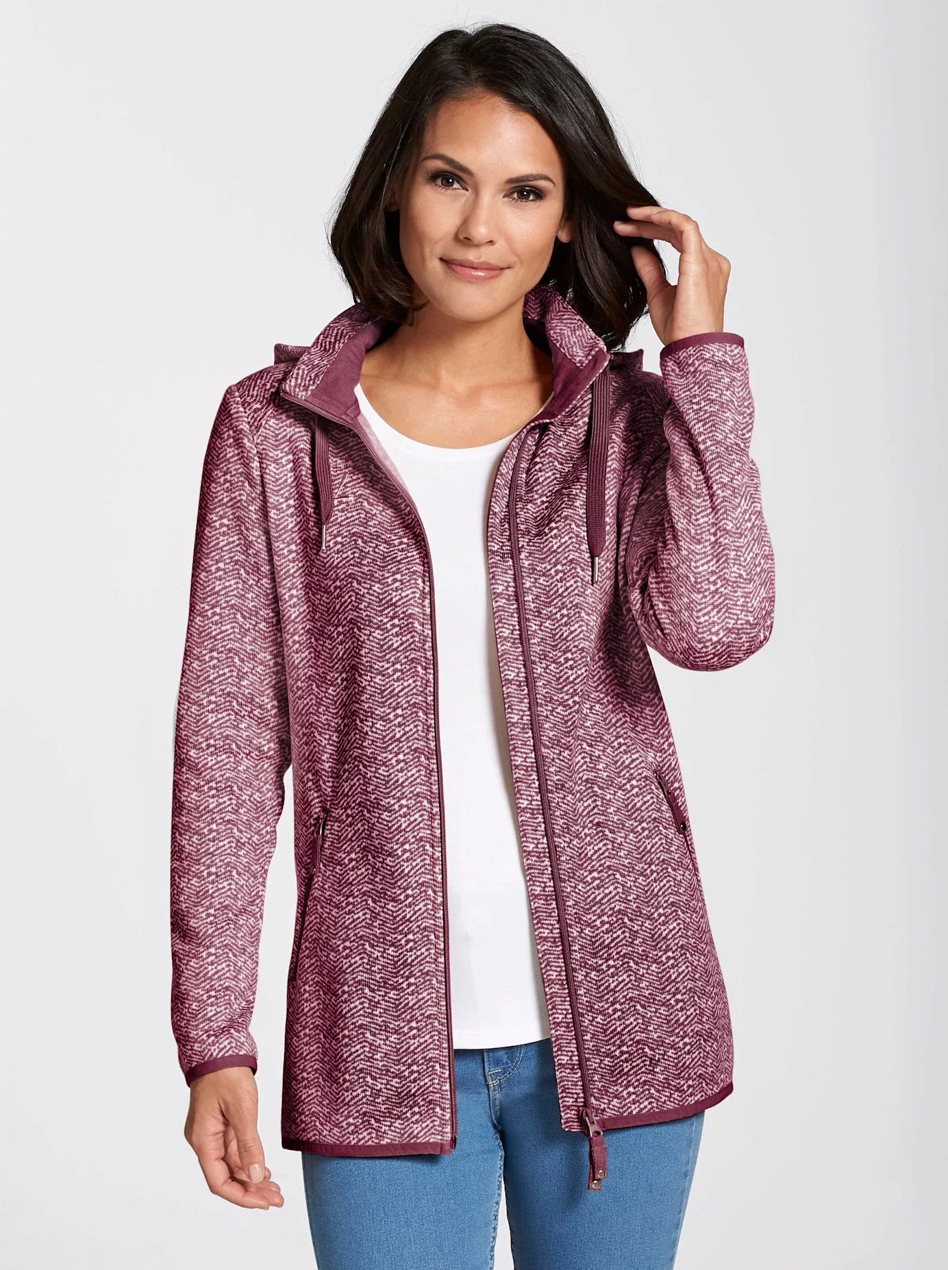 Casual Looks Kapuzenfleecejacke günstig online kaufen