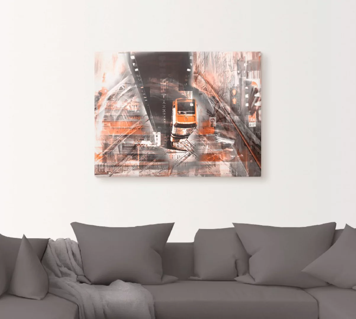 Artland Leinwandbild »Wuppertal Skyline abstrakte Collage«, Züge, (1 St.) günstig online kaufen