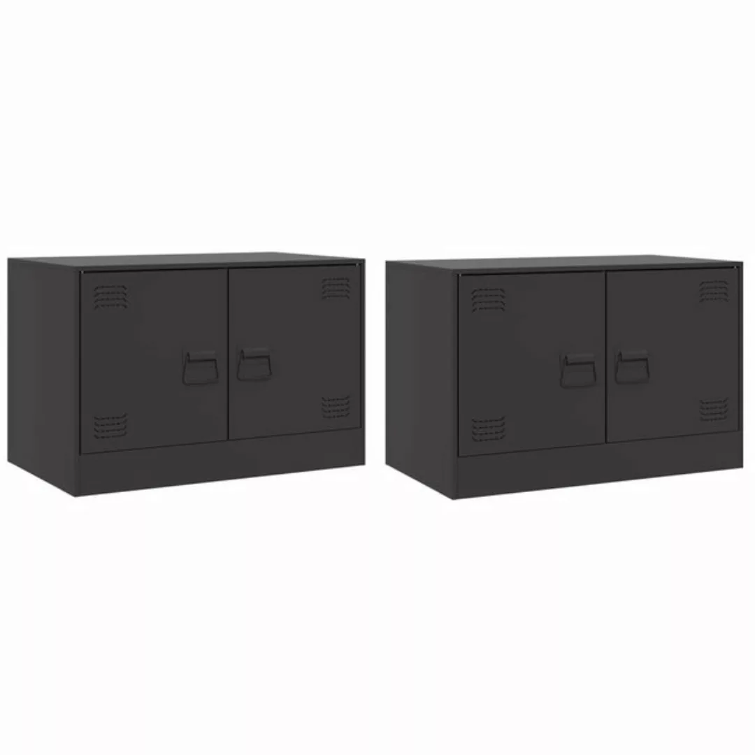 vidaXL TV-Schrank TV-Schränke 2 Stk. Schwarz 67x39x44 cm Stahl (2-St) günstig online kaufen