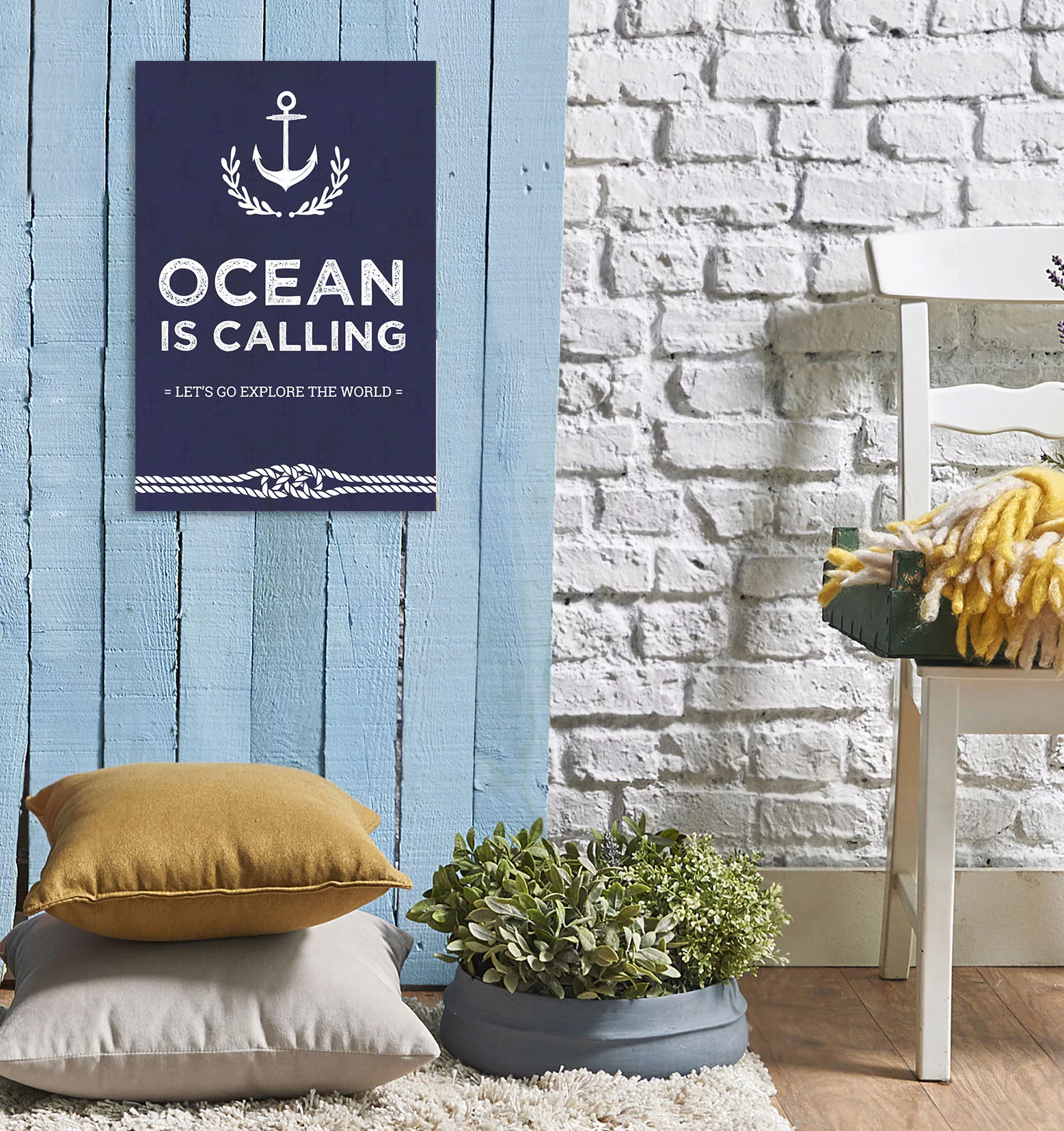 queence Metallbild "Ocean is calling", Schriftzüge, (1 St.), Stahlschilder günstig online kaufen