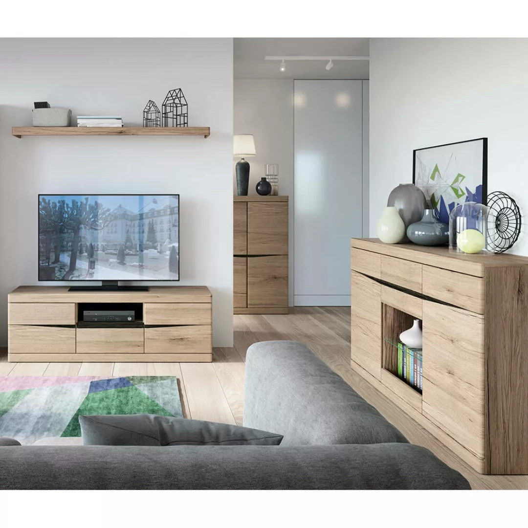 Wohnzimmer Set Lowboard, Wandboard, Sideboard, Highboard mit Beleuchtung SA günstig online kaufen