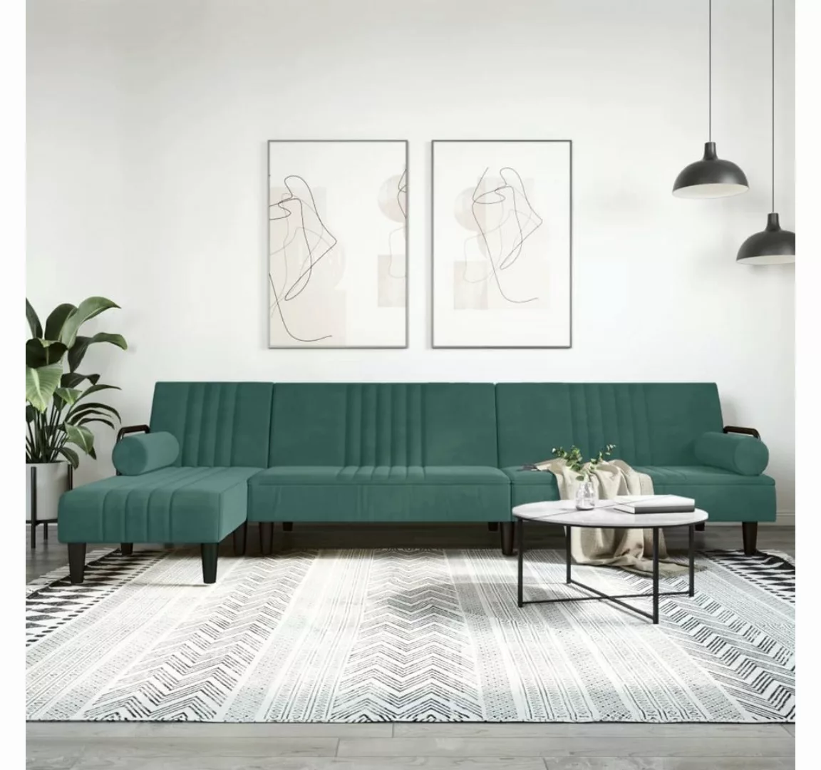 vidaXL Sofa Schlafsofa in L-Form Dunkelgrün 260x140x70 cm Samt Chaiselongue günstig online kaufen