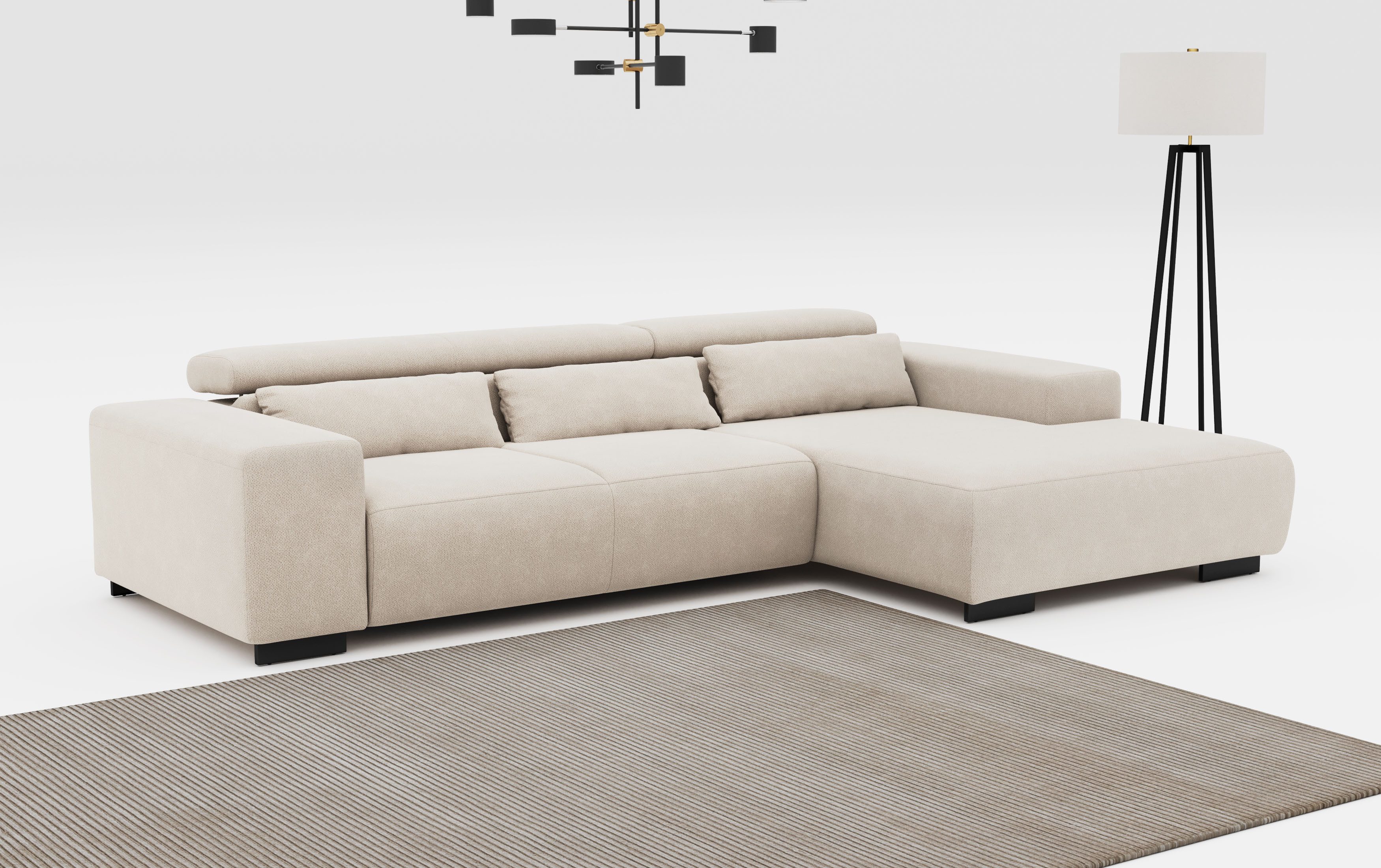 COTTA Ecksofa "Side L-Form, mit Kopfteilverstellung & 3 Nierenkissen", opti günstig online kaufen
