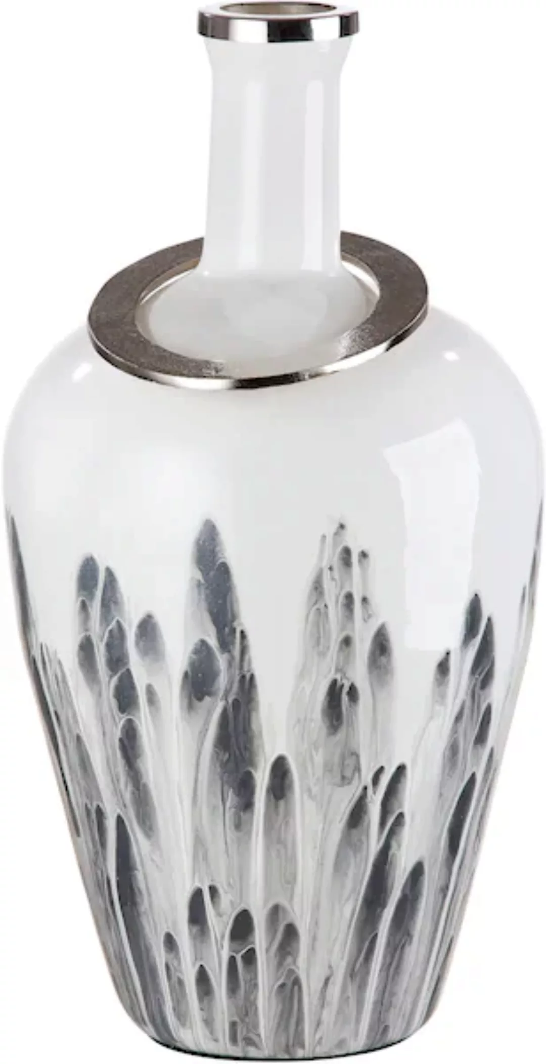 GILDE Bodenvase »Statuario«, durchgefärbtes Glas, mit Metallring günstig online kaufen