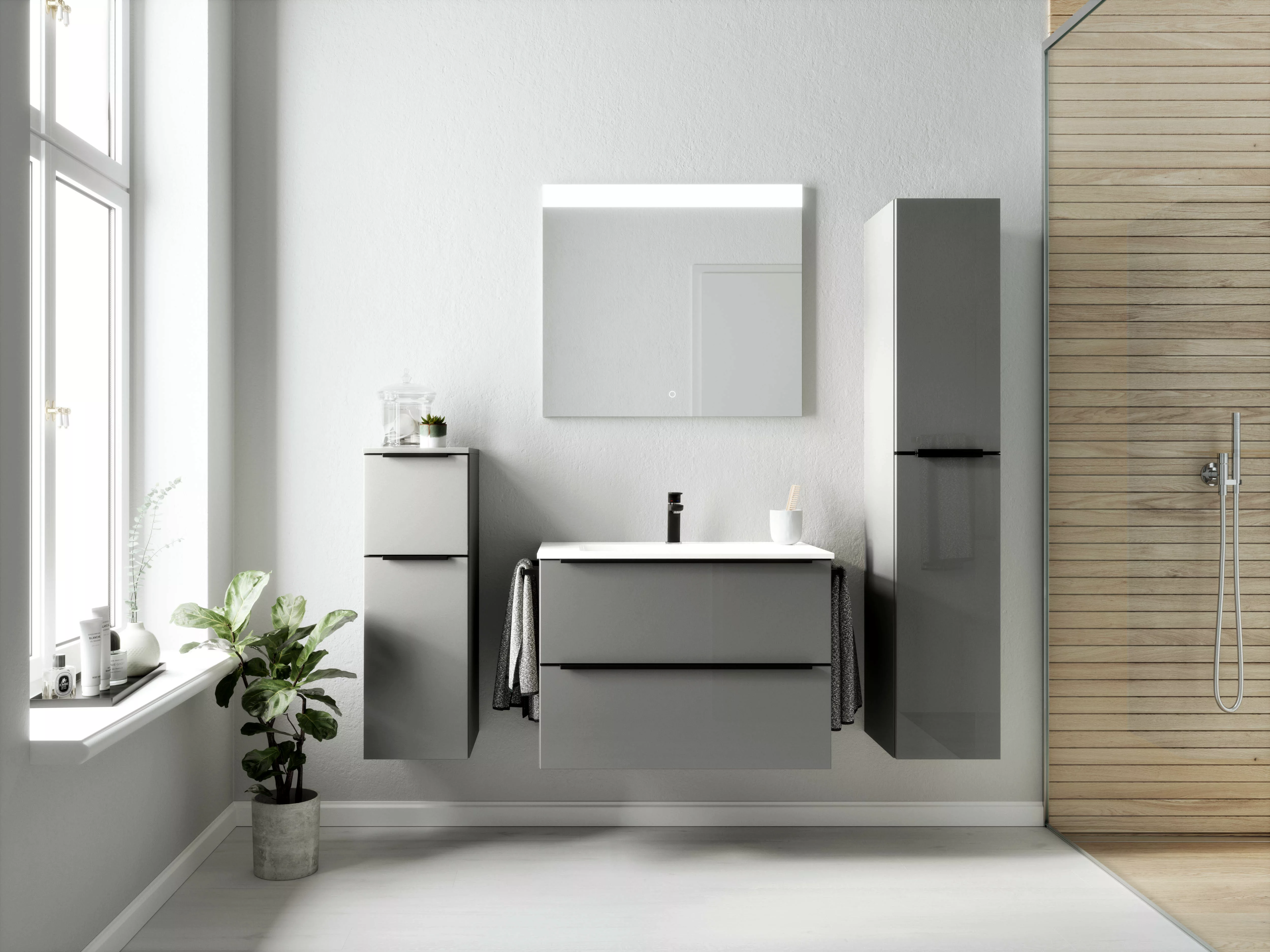 nobilia® Badmöbel-Set Levere, (4-St., vormontiert, mit günstig online kaufen