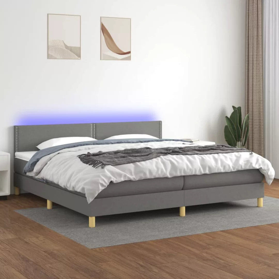 vidaXL Boxspringbett Boxspringbett mit Matratze LED Dunkelgrau 200x200 cm S günstig online kaufen