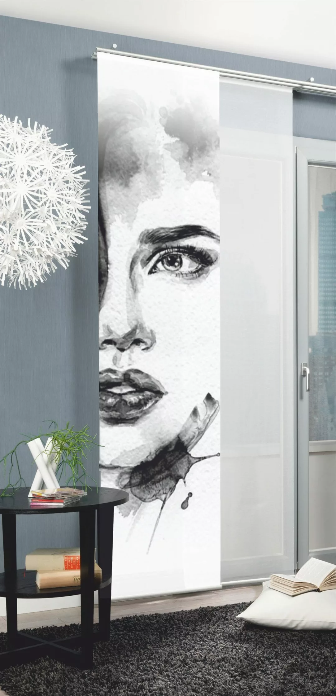 HOME WOHNIDEEN Schiebegardine FACE RIGHT, Klettband günstig online kaufen