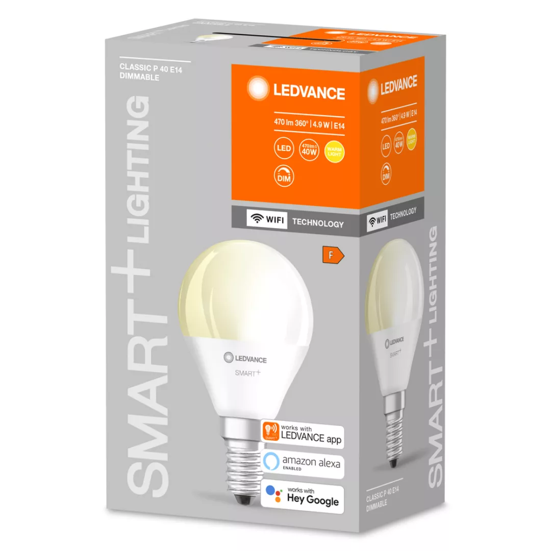 Ledvance Smart+ WiFi LED-Lampe Tropfenform E14/5,5W 470lm Warmweiß dimmbar günstig online kaufen