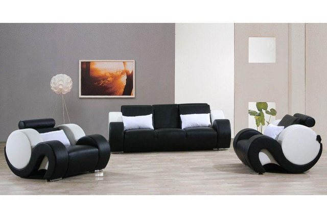 Xlmoebel Sofa Neues Komplett-Sofa-Set aus Leder: 3-Sitzer-Couch und 2 Sesse günstig online kaufen