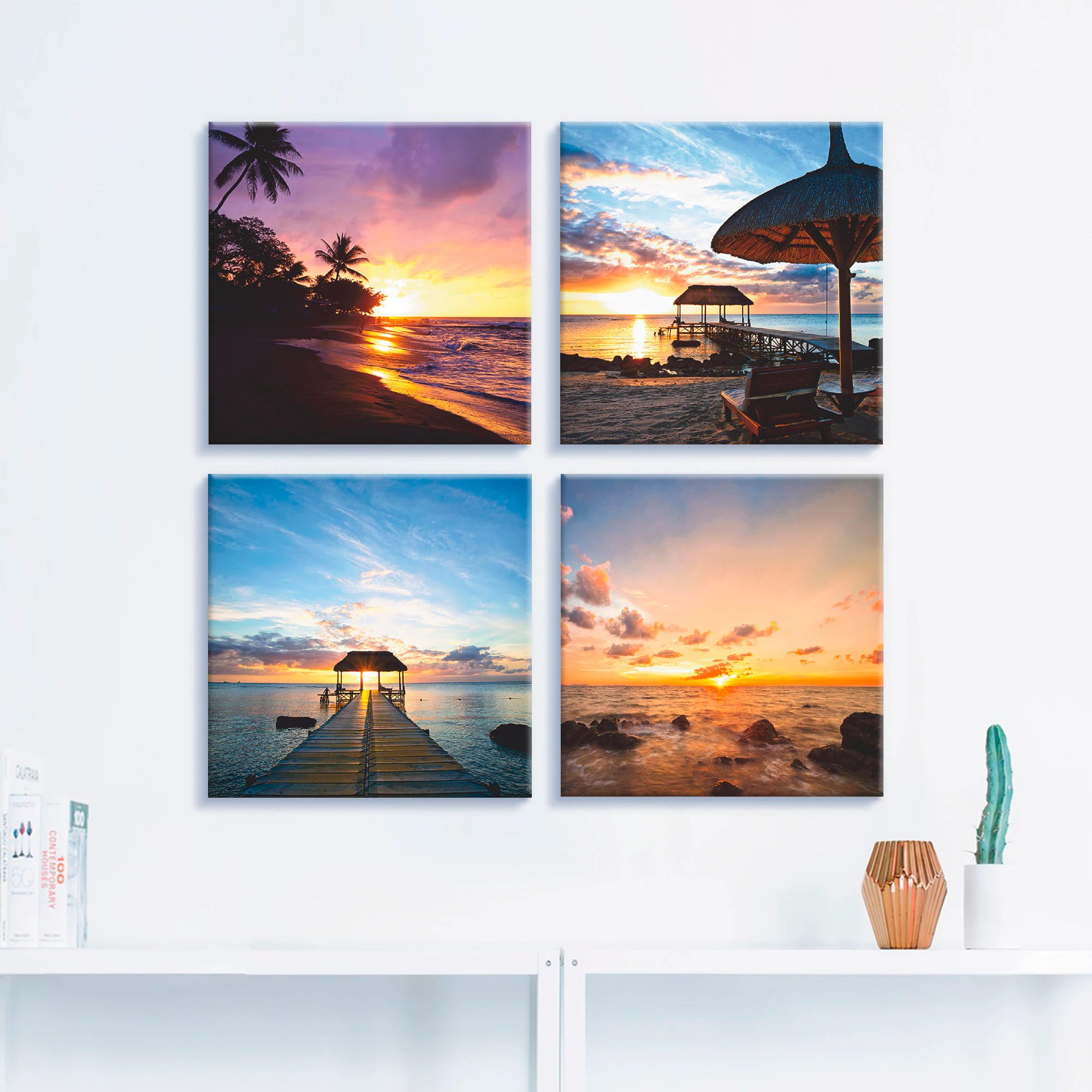 Artland Leinwandbild "Sonnenuntergang am Strand", Sonnenaufgang & -untergan günstig online kaufen