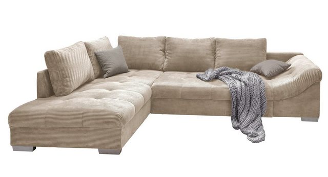 luma-home Ecksofa 17204, mit Bettfunktion 298x202 cm, Wellenunterfederung, günstig online kaufen