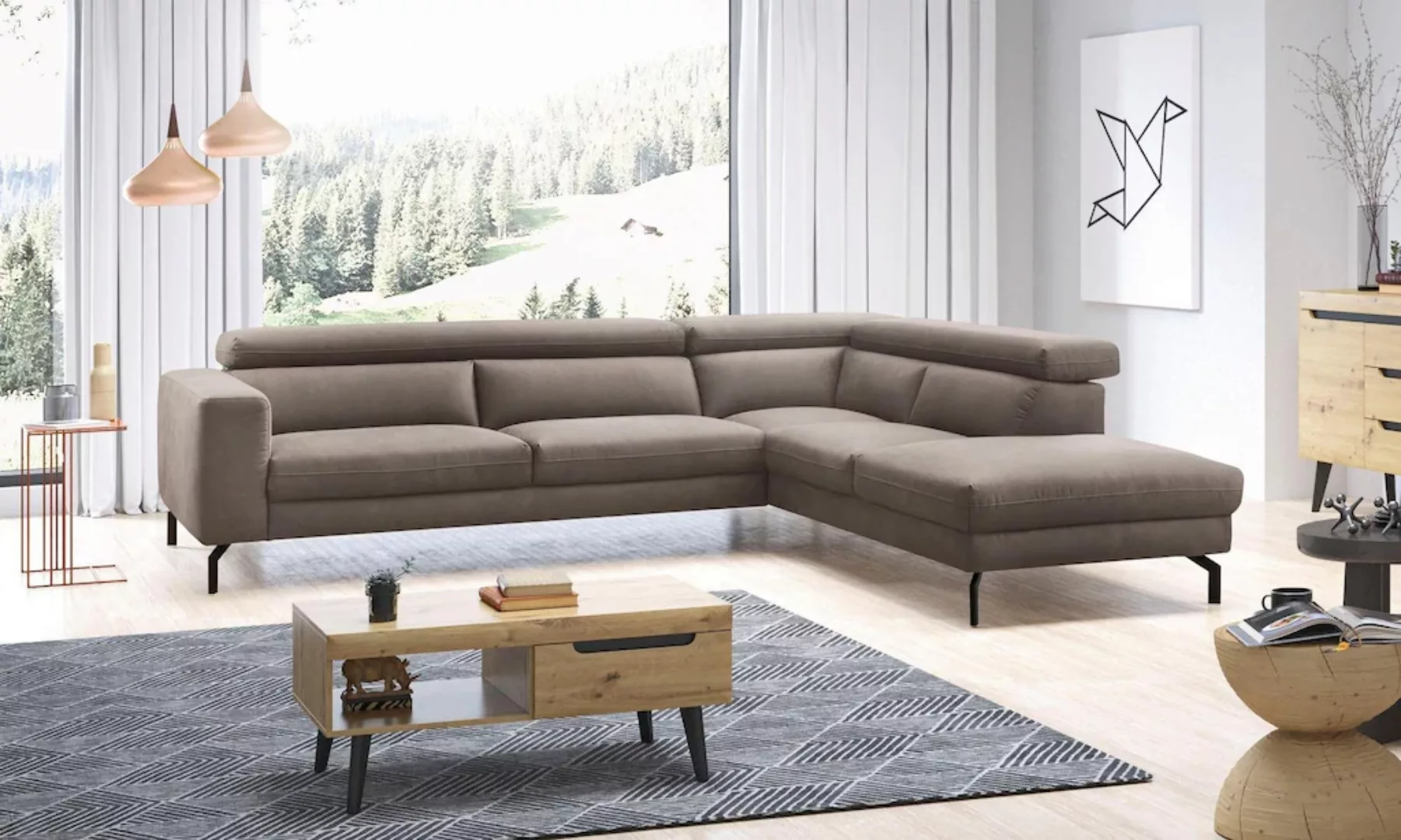 Places of Style Ecksofa "Olanta, L-Form", mit verstellbaren Kopfstützen günstig online kaufen