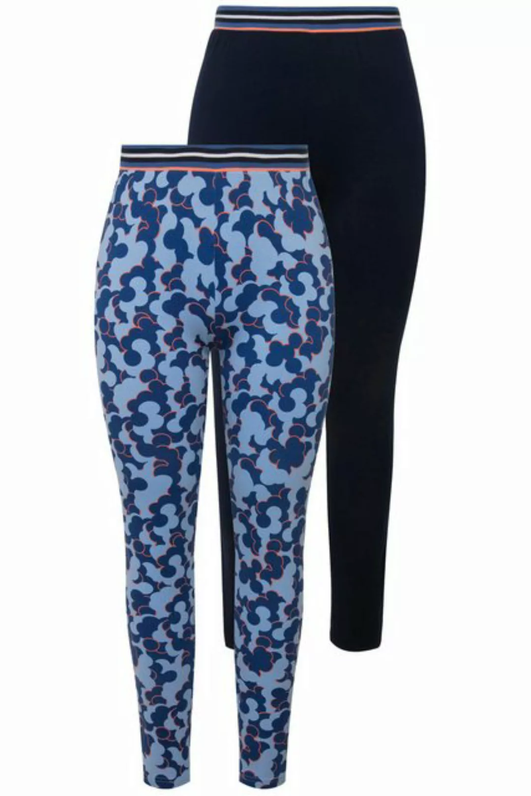 Ulla Popken Lederimitathose Loungewear-Leggings 2er-Pack uni/Muster günstig online kaufen