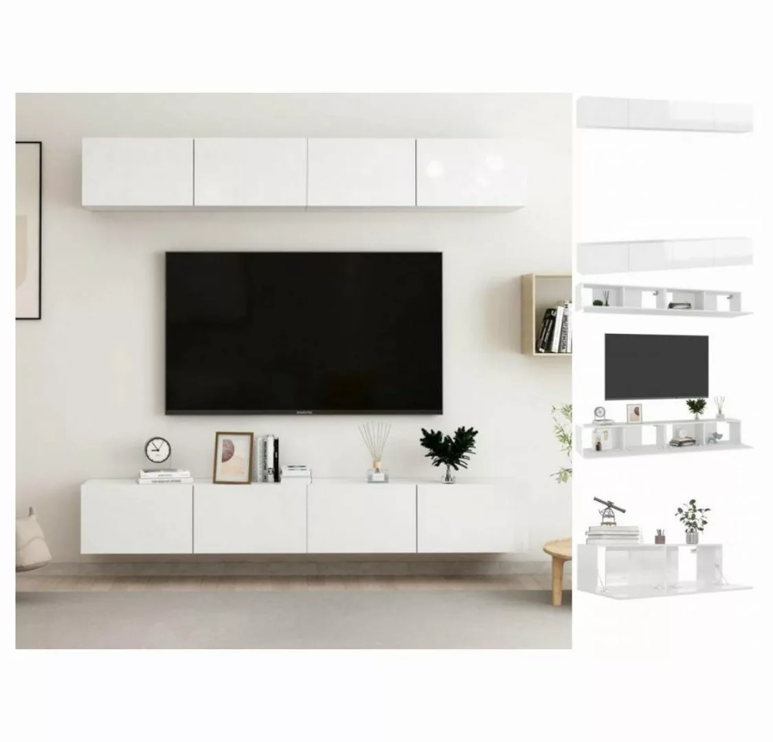 vidaXL TV-Schrank TV-Schränke 4 Stk Hochglanz-Weiß 100x30x30 cm Spanplatte günstig online kaufen