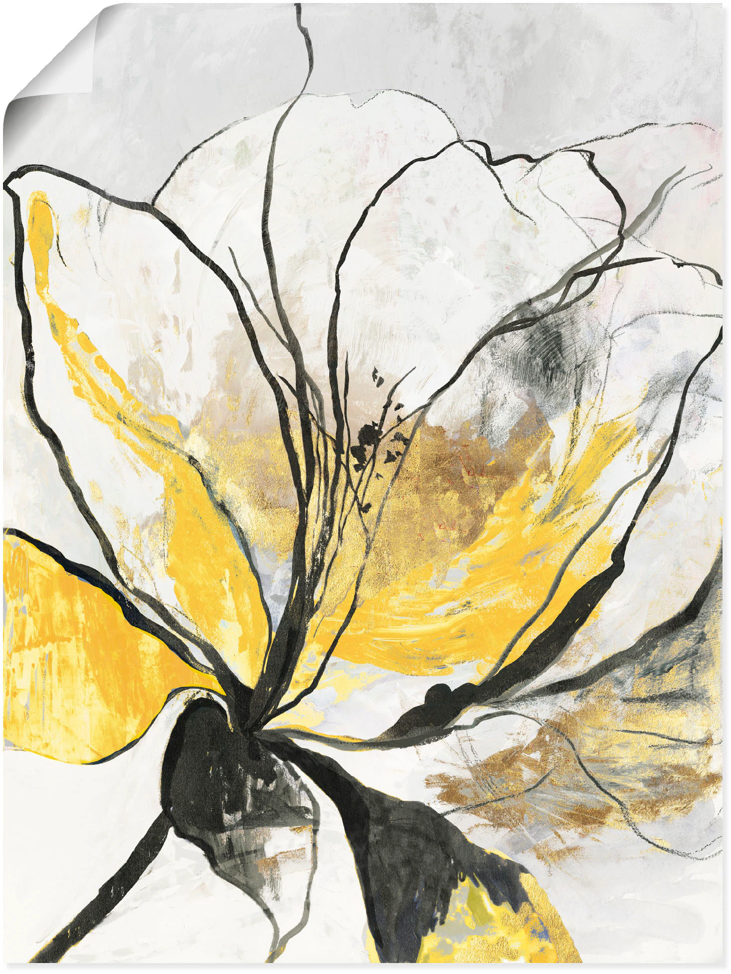 Artland Wandbild »Umrissenes Blumenmuster I gelbe Version«, Blumenbilder, ( günstig online kaufen
