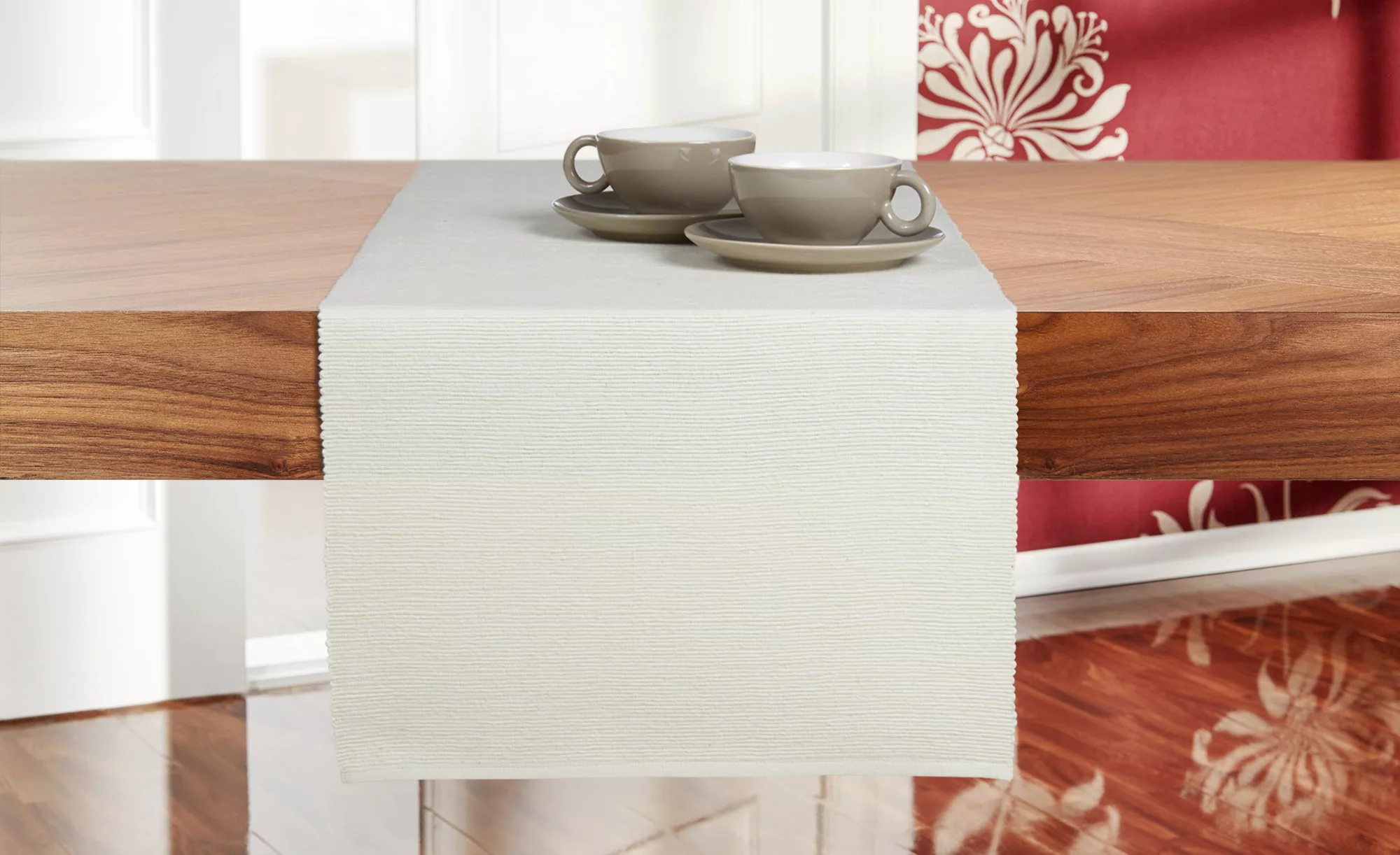 HOME STORY Tischläufer  Rip - weiß - reine Baumwolle - 40 cm - Sconto günstig online kaufen
