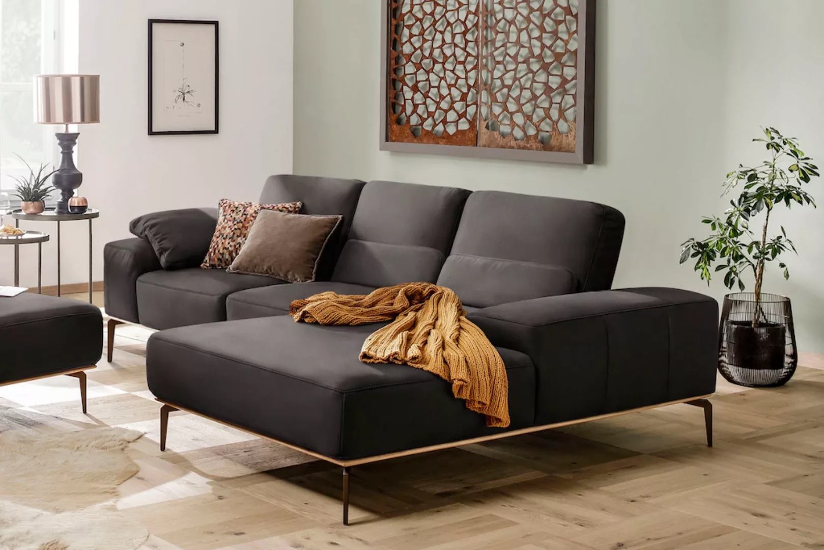 W.SCHILLIG Ecksofa run, mit Holzsockel, Füße in Bronze pulverbeschichtet, B günstig online kaufen