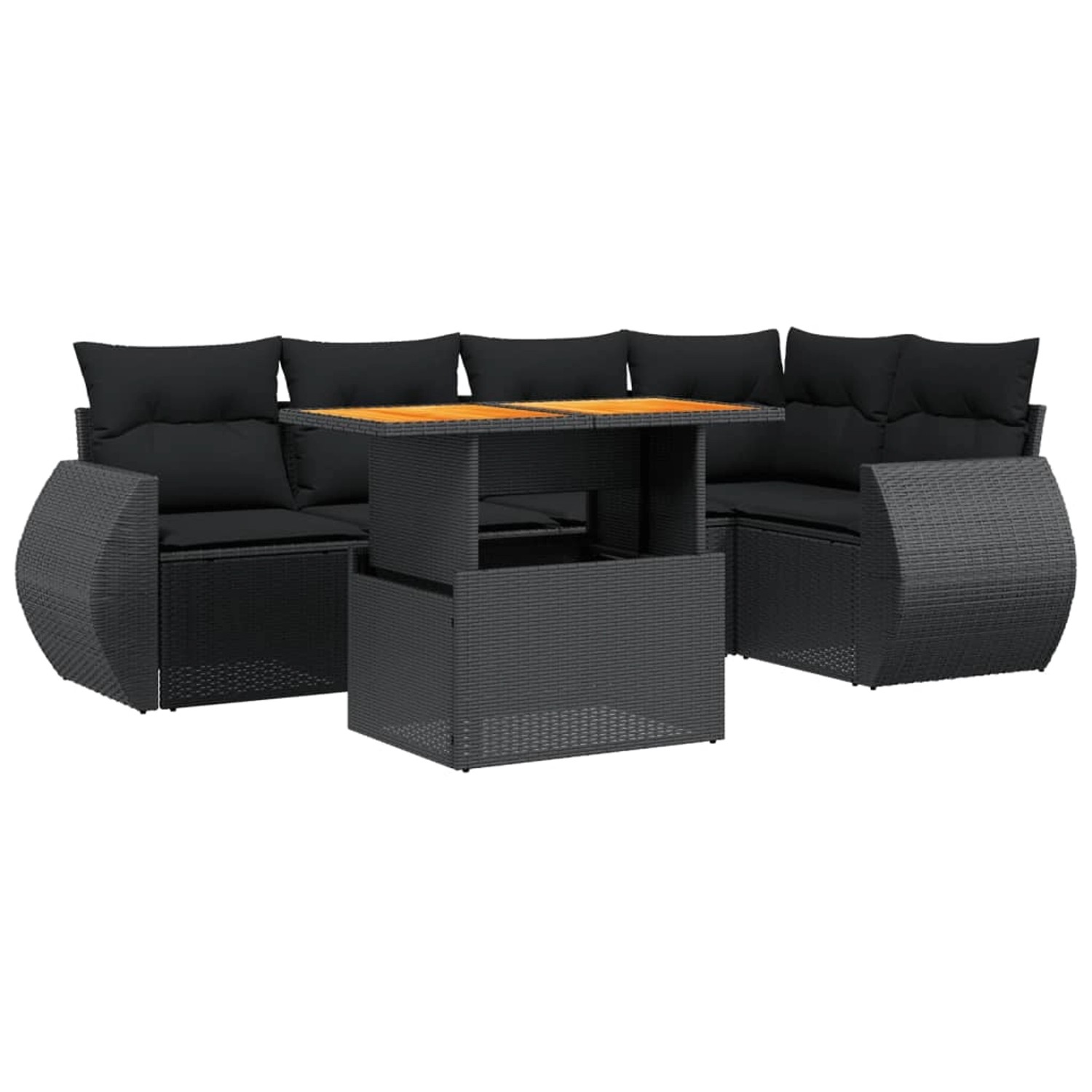 vidaXL 6-Tlg Garten-Sofagarnitur mit Kissen Schwarz Poly Rattan 3272182 günstig online kaufen