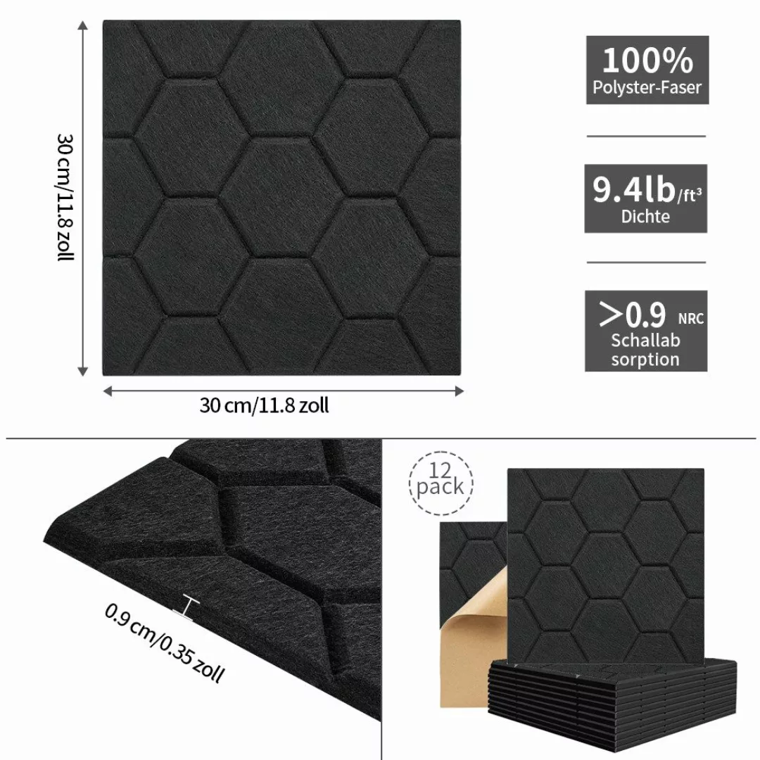 GLIESE Akustikplatte Akustikplatten selbstklebend Schwarz für günstig online kaufen