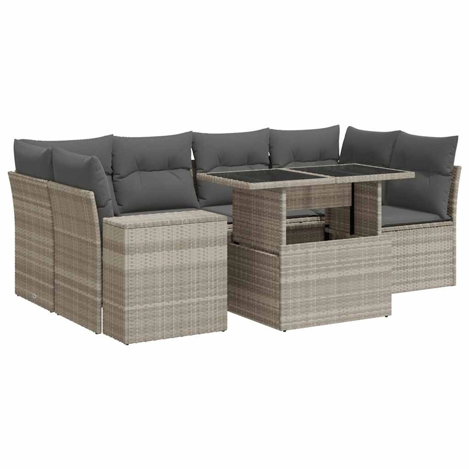 vidaXL 7-Tlg Garten-Sofagarnitur mit Kissen Hellgrau Poly Rattan 3326753 günstig online kaufen