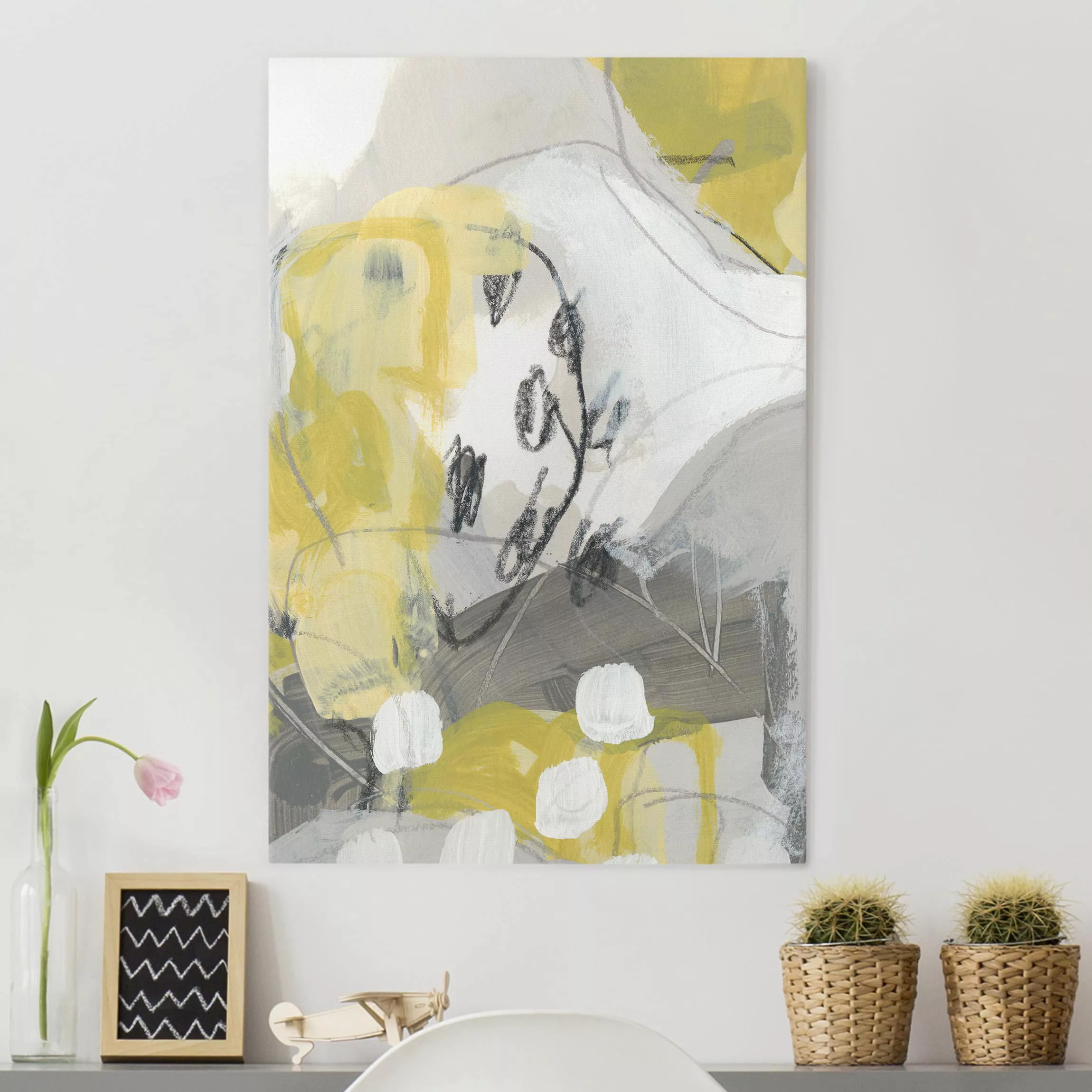 Leinwandbild Abstrakt - Hochformat Zitronen im Nebel III günstig online kaufen