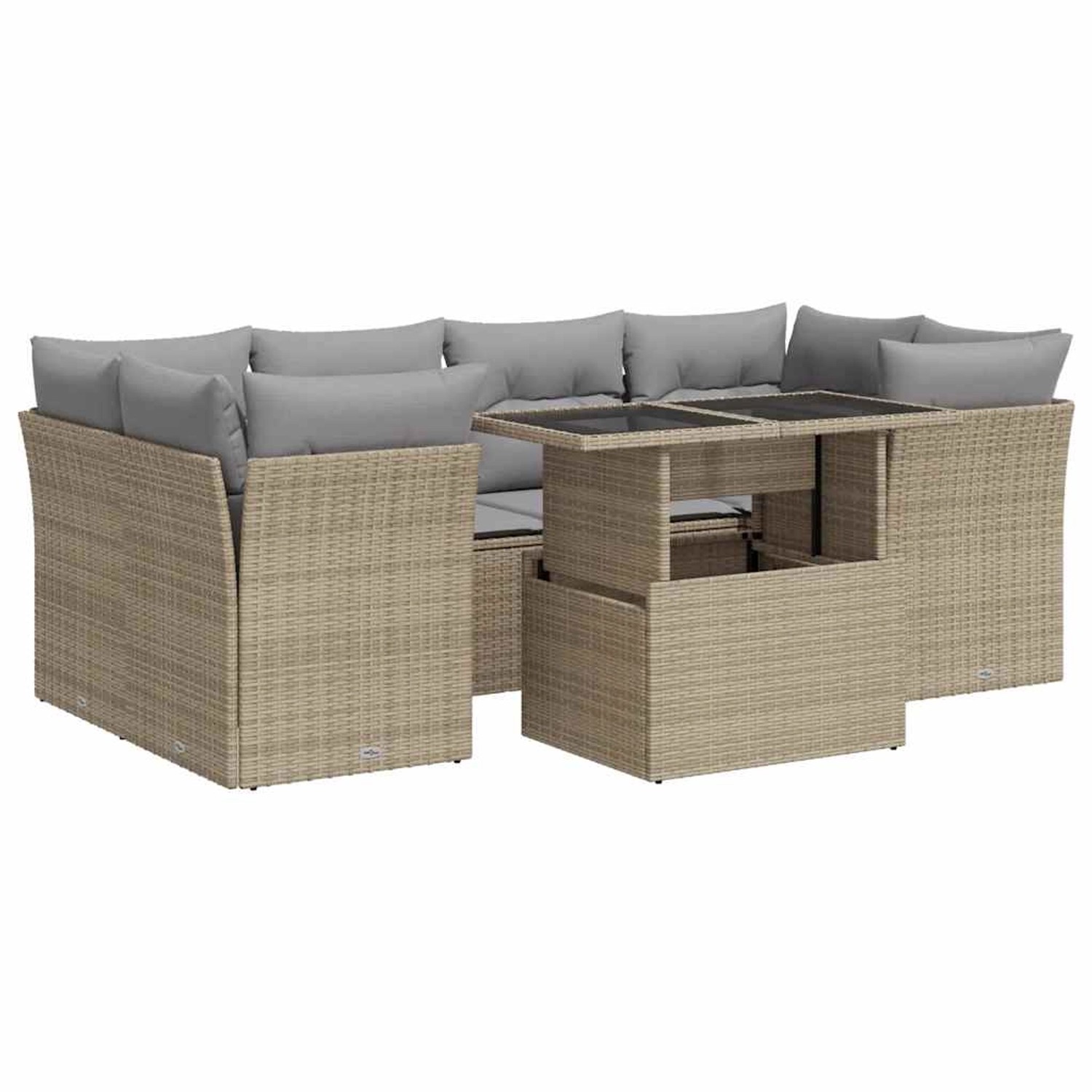 vidaXL 7-Tlg Garten-Sofagarnitur mit Kissen Beige Poly Rattan 3326110 günstig online kaufen
