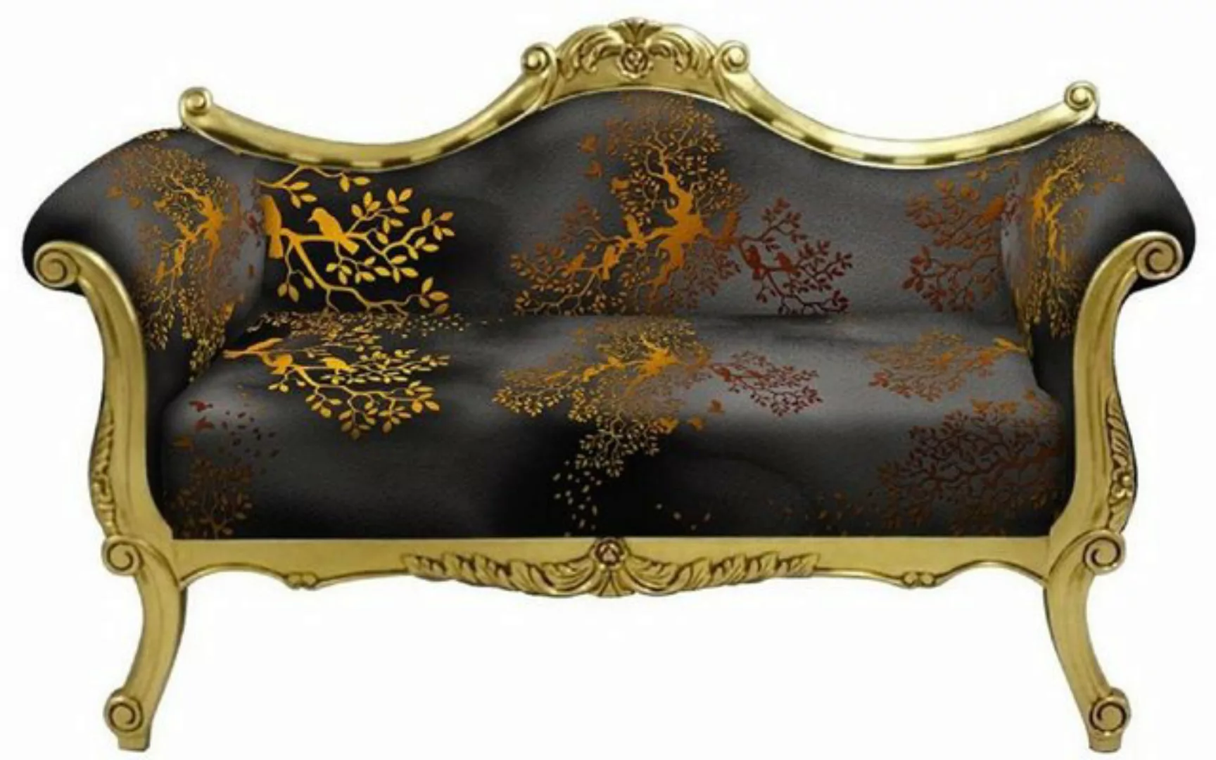 Casa Padrino Sofa Barock Sofa mit Muster Grau / Gold - Handgefertigtes Wohn günstig online kaufen