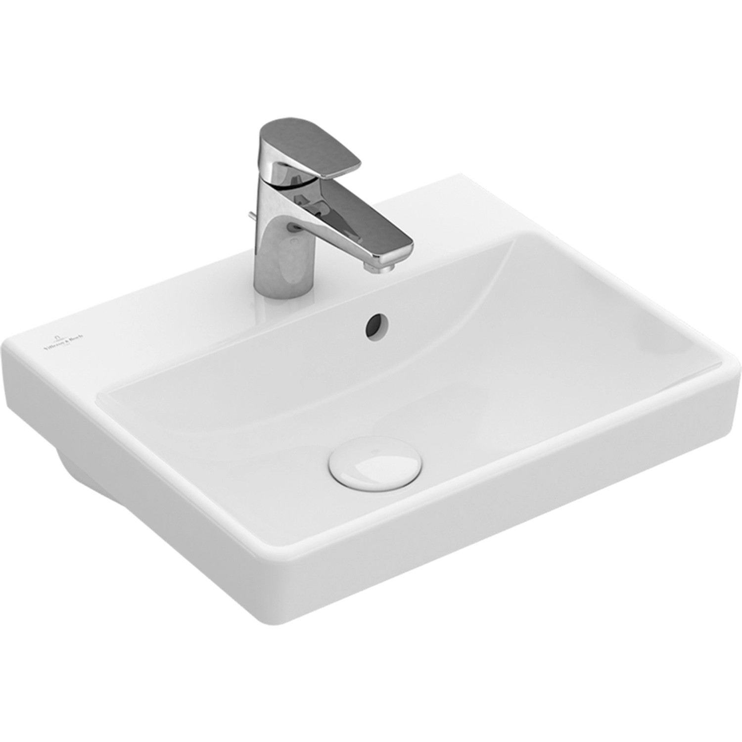 Villeroy & Boch Handwaschbecken Avento 45 cm Alpinweiß mit Hahnloch und Übe günstig online kaufen