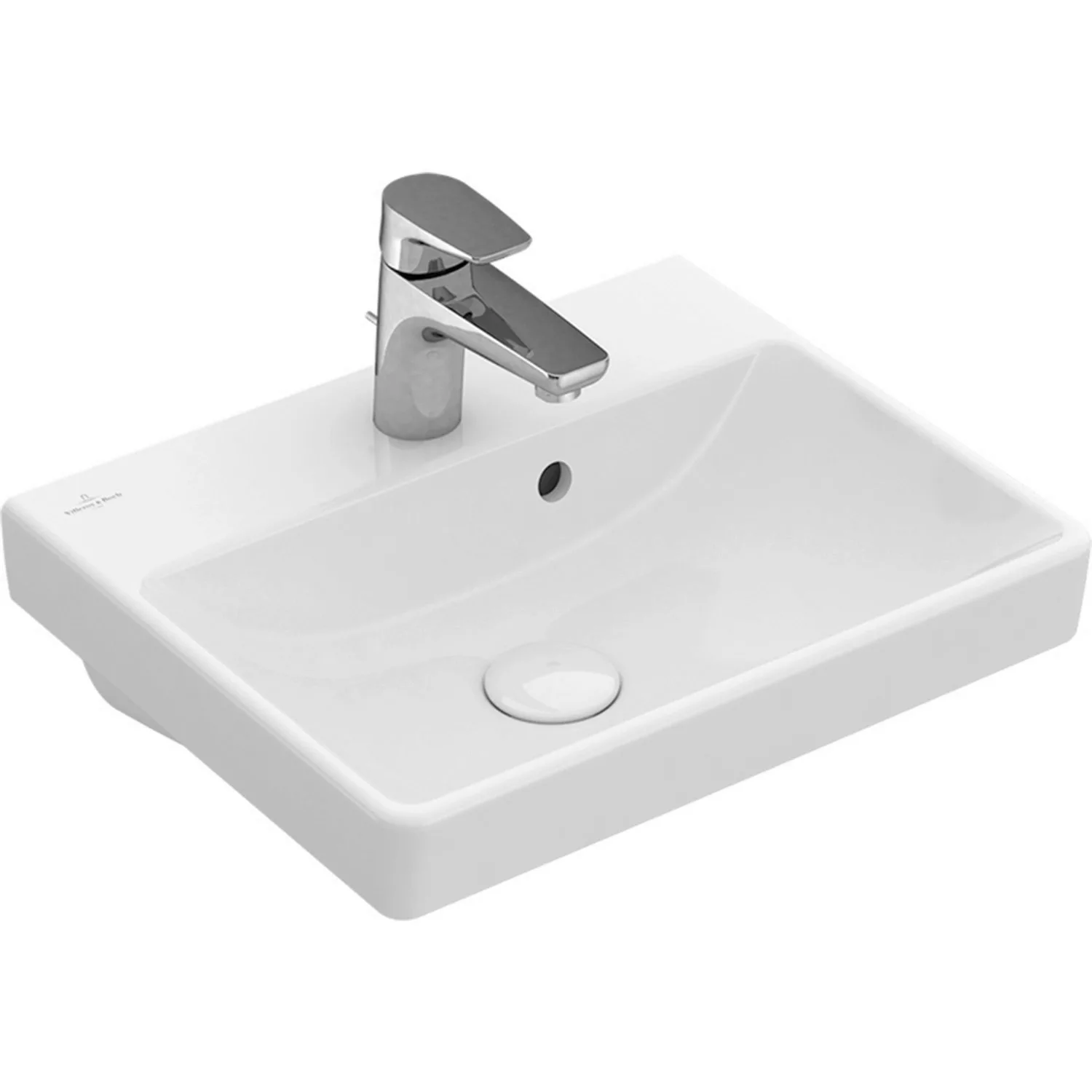 Villeroy & Boch Handwaschbecken Avento 45 cm Alpinweiß mit Hahnloch und Übe günstig online kaufen