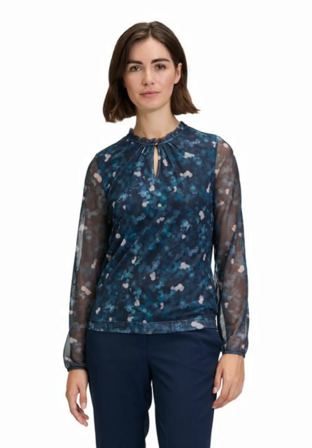 Betty&Co Kurzarmshirt Betty & Co Blusenshirt mit gekräuseltem Ausschnitt (1 günstig online kaufen