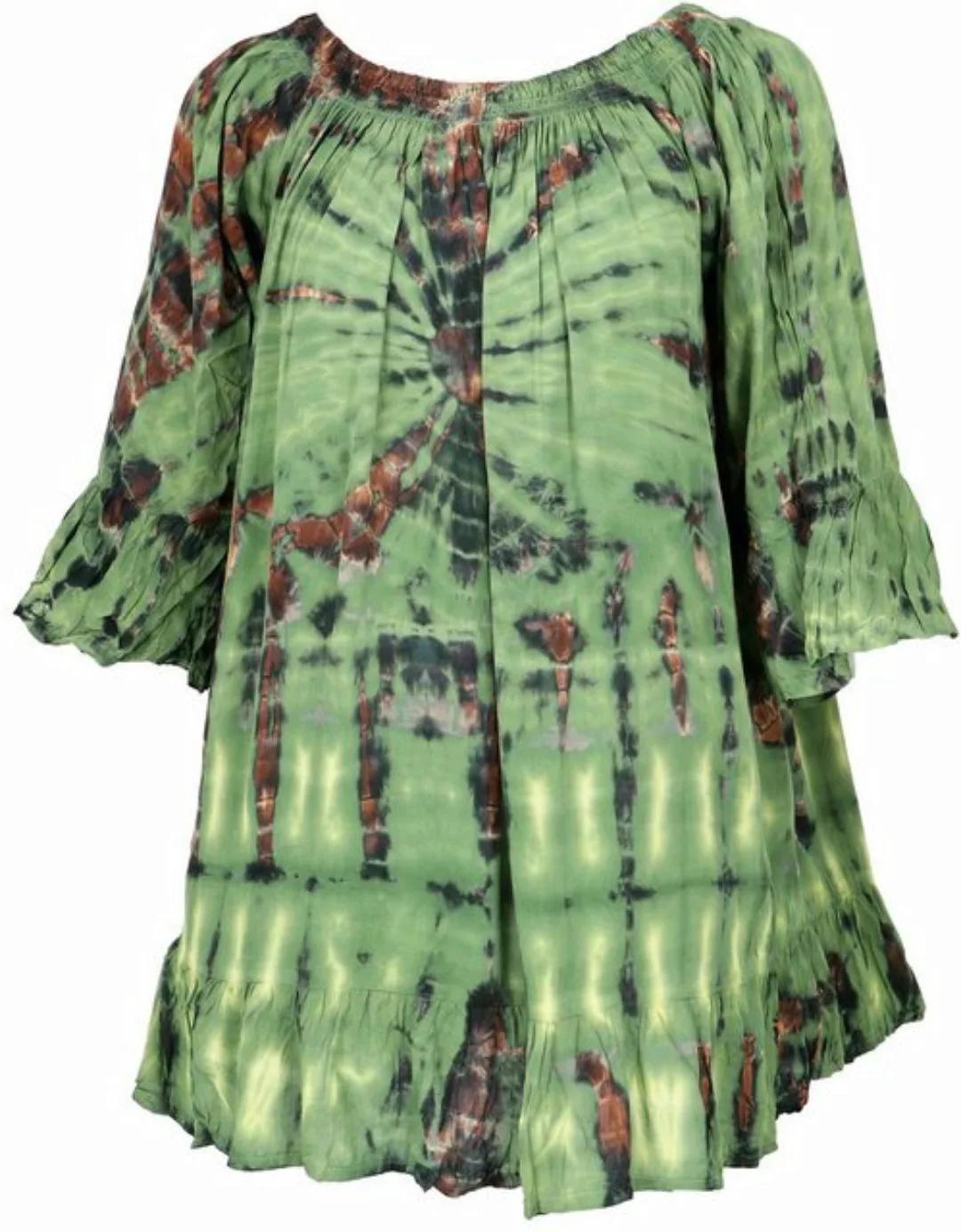 Guru-Shop Longbluse 3/4 Arm Batik Tunika, Minikleid, schulterfreie.. altern günstig online kaufen