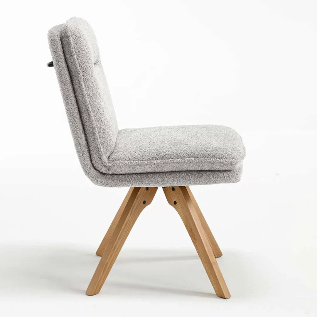 Moderne Esstischstühle in Eichefarben Grau Boucle (2er Set) günstig online kaufen