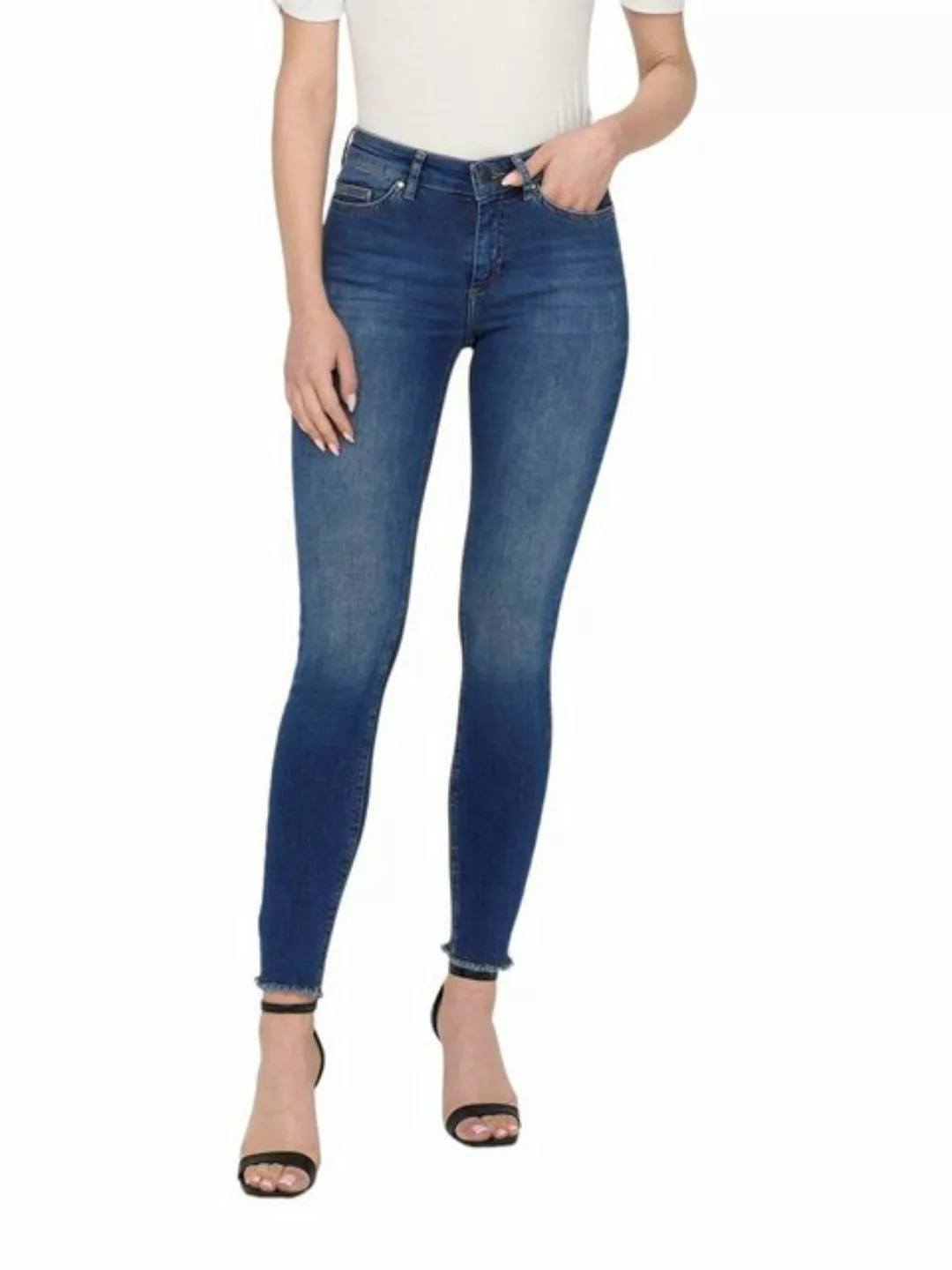 Only Blush Life Mid Waist Ankle Raw Rea1303 Jeans XL Dark Blue Denim günstig online kaufen