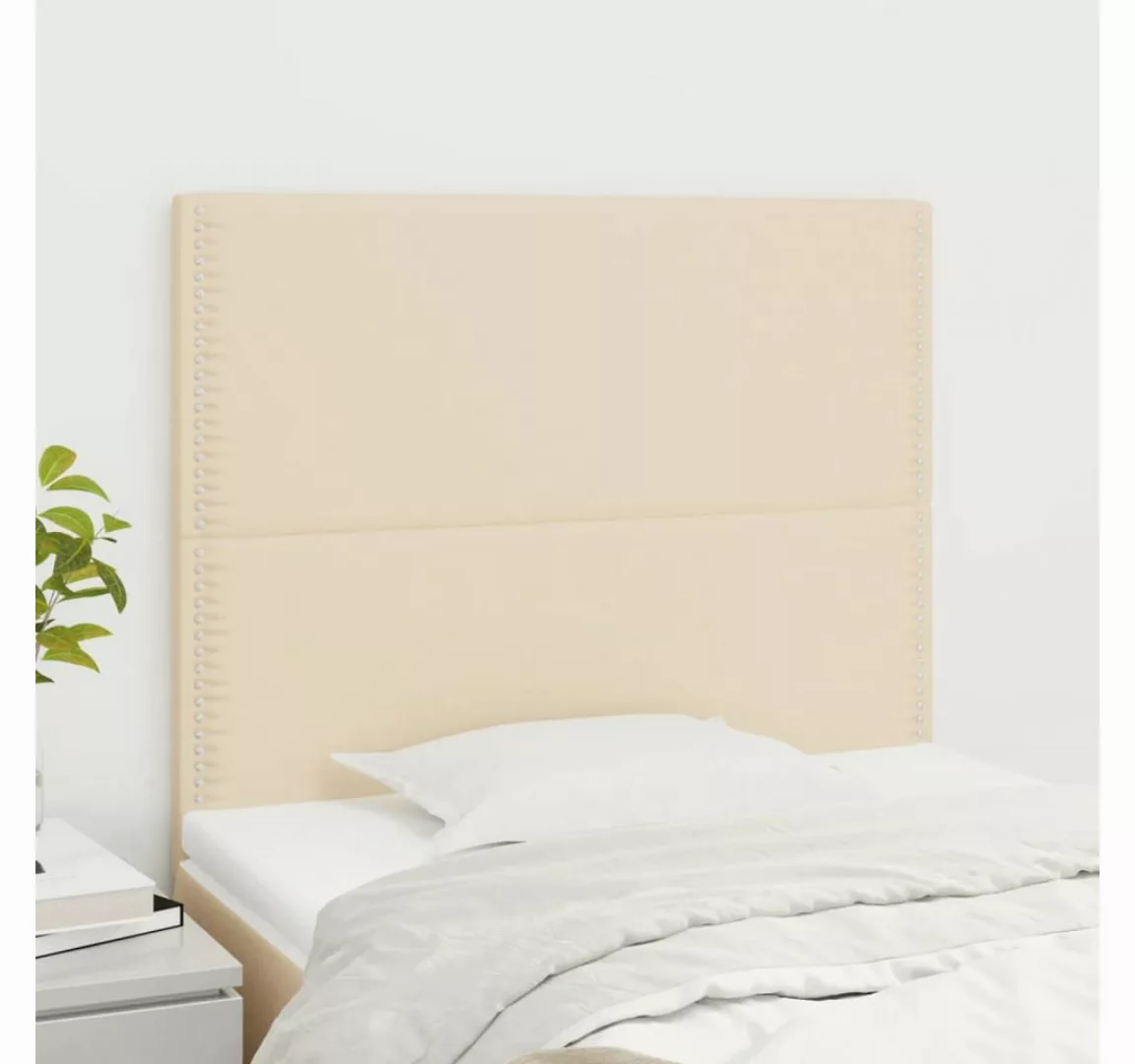 vidaXL Bett, Kopfteile 2 Stk. Creme 100x5x78/88 cm Stoff günstig online kaufen