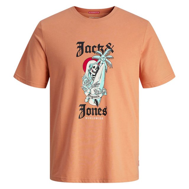 Jack & Jones Rundhalsshirt Große Größen Herren T-Shirt lachs Totenkopfprint günstig online kaufen