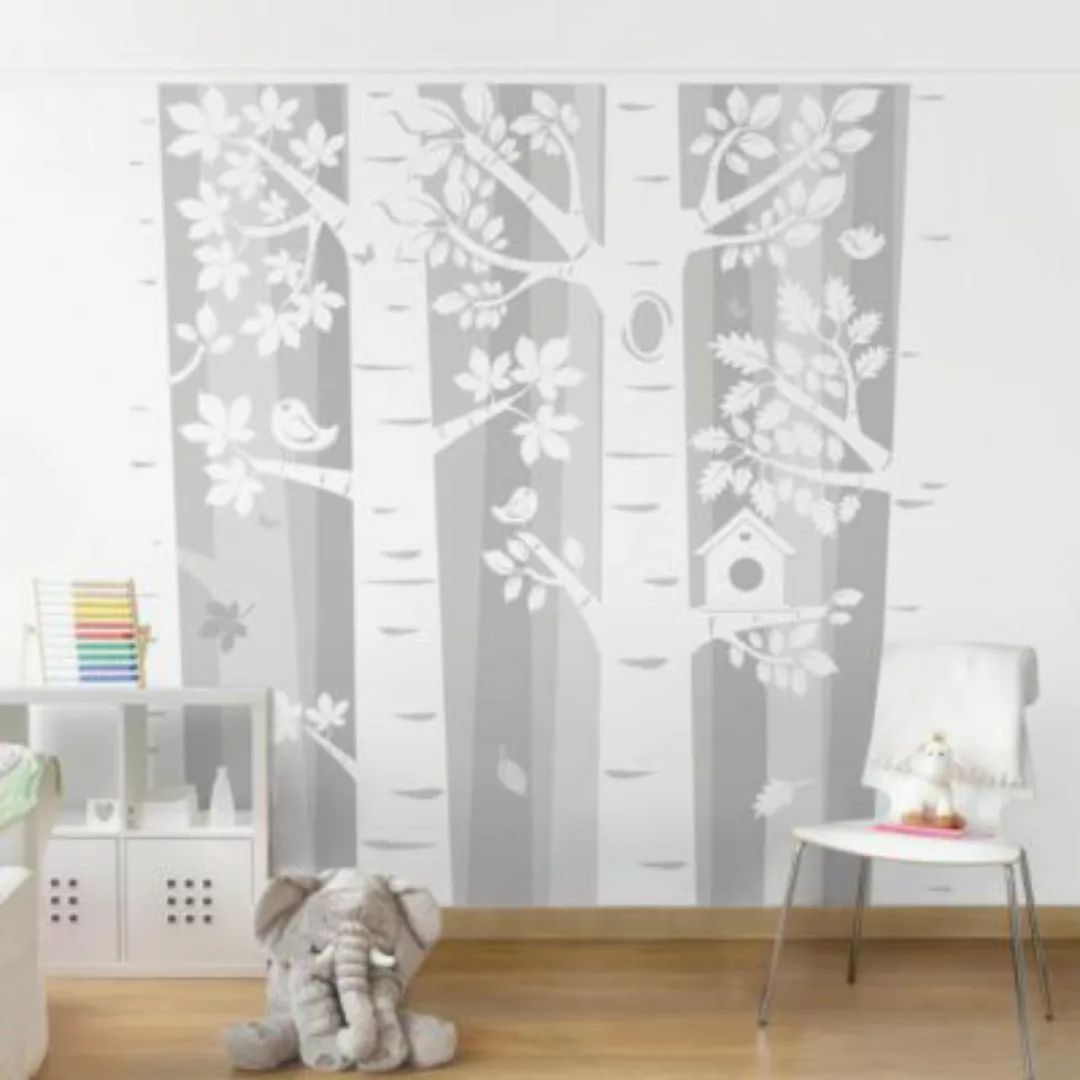 Bilderwelten Fototapete Bäume im Wald Grau grau Gr. 240 x 240 günstig online kaufen