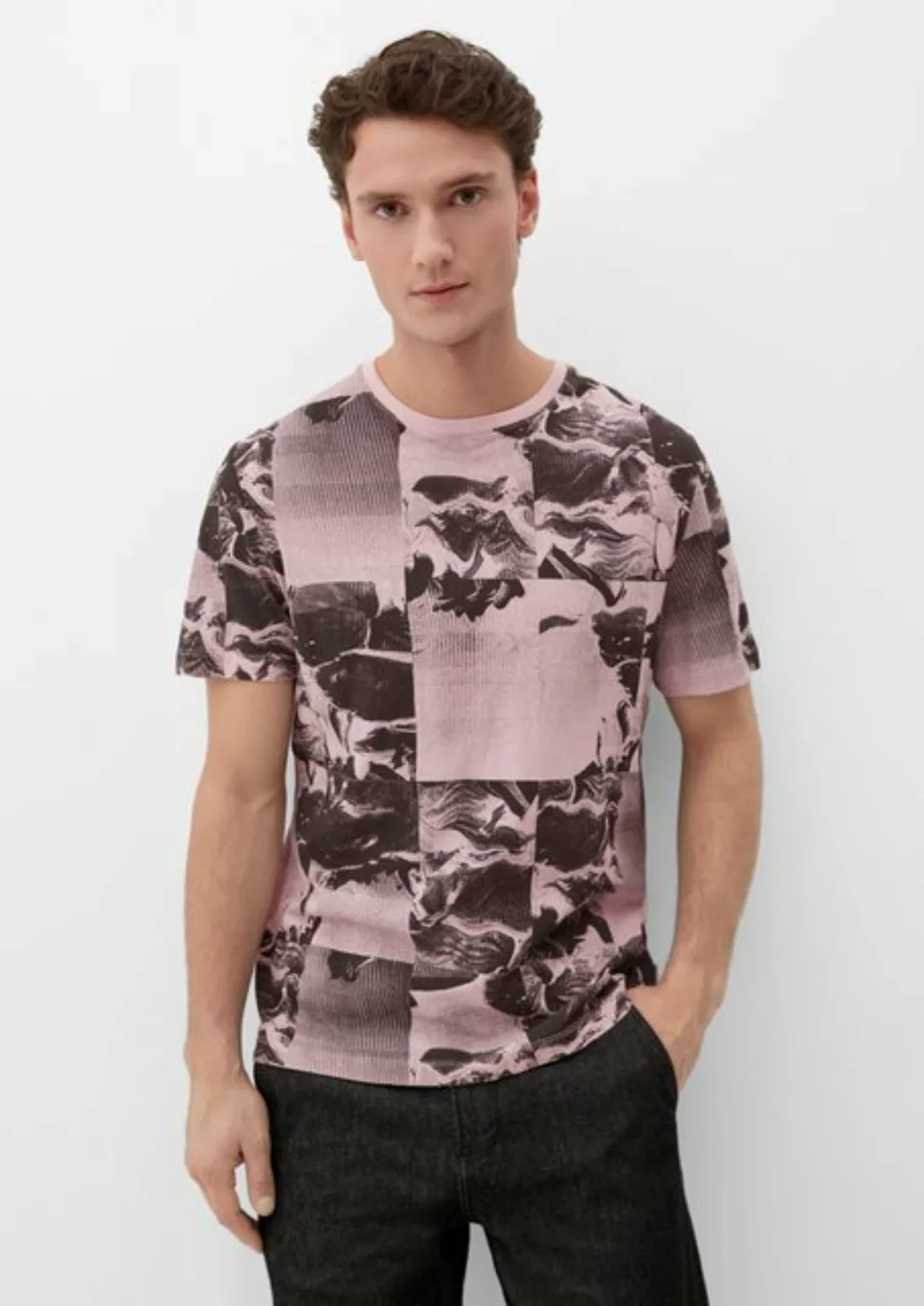s.Oliver Kurzarmshirt T-Shirt mit Alloverprint günstig online kaufen