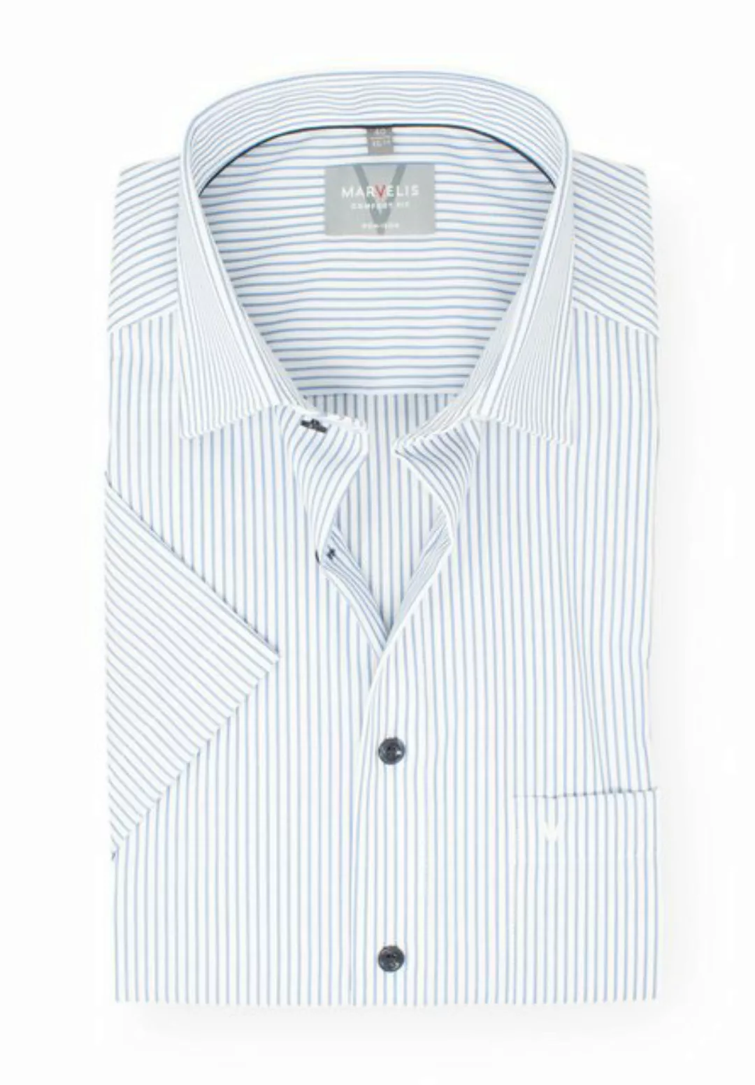 MARVELIS Kurzarmhemd Kurzarmhemd - Comfort Fit - Gestreift - Bleu günstig online kaufen