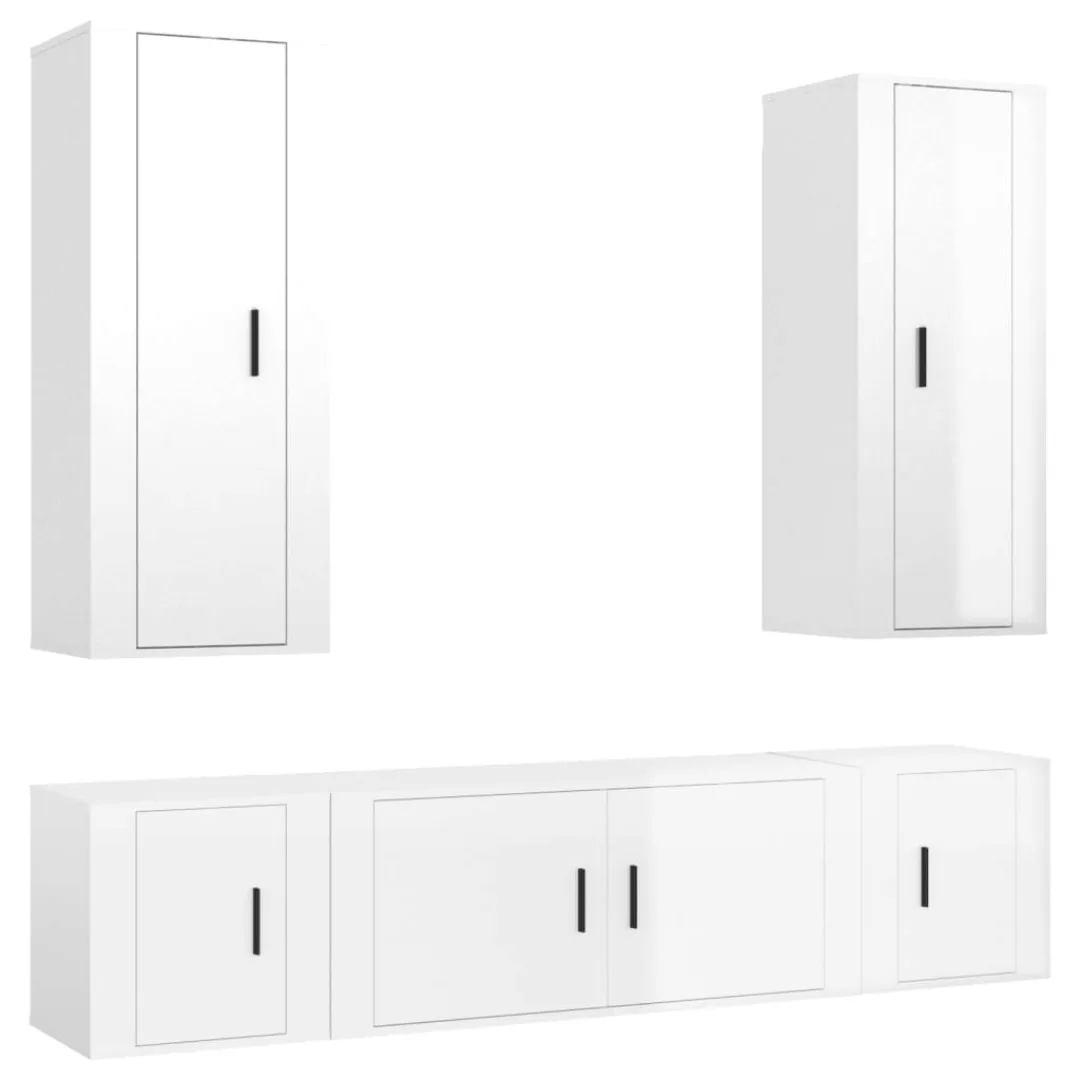 Vidaxl 5-tlg. Tv-schrank-set Hochglanz-weiß Holzwerkstoff günstig online kaufen