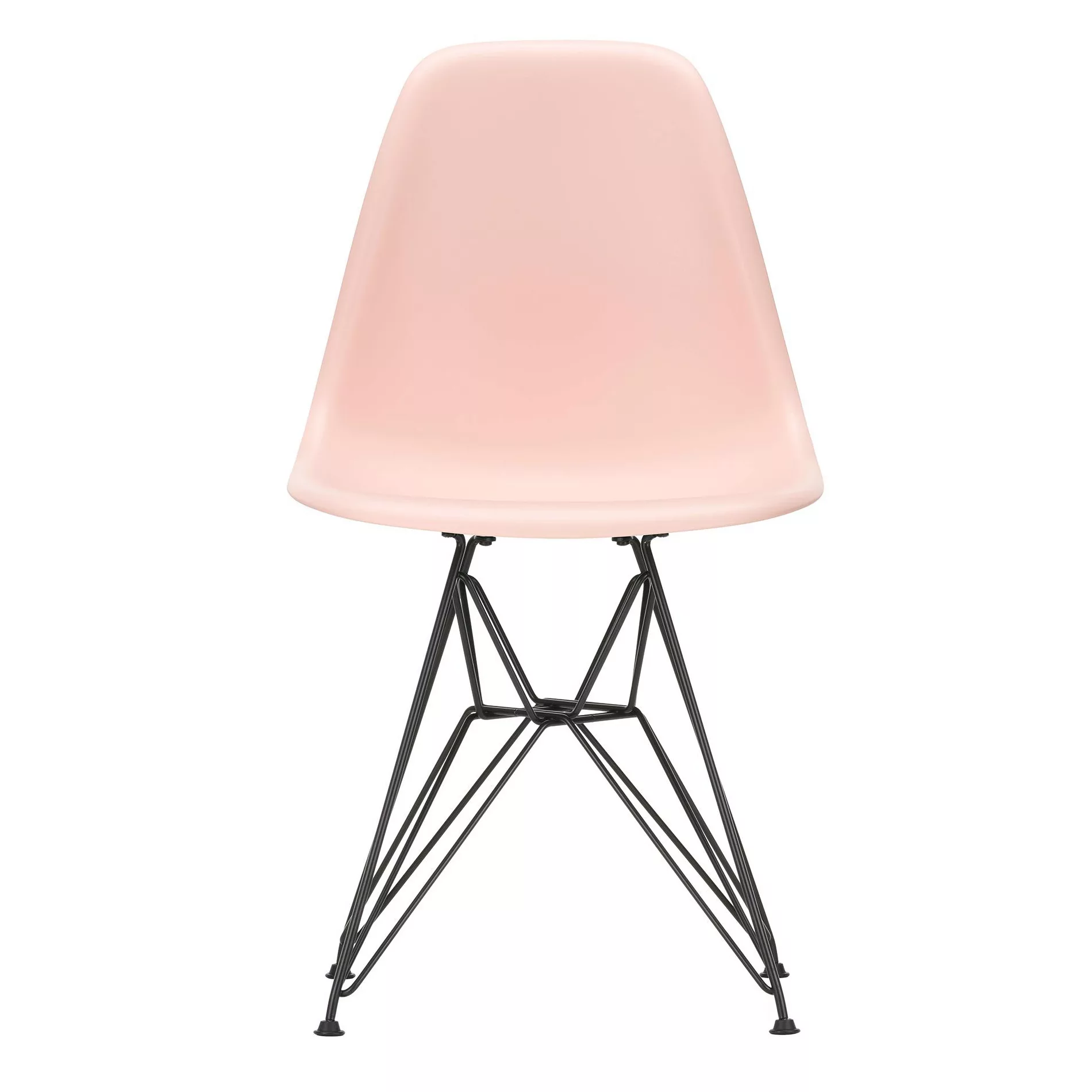 Vitra - Eames Plastic Side Chair DSR Gestell schwarz - blassrosa/Sitz Polyp günstig online kaufen