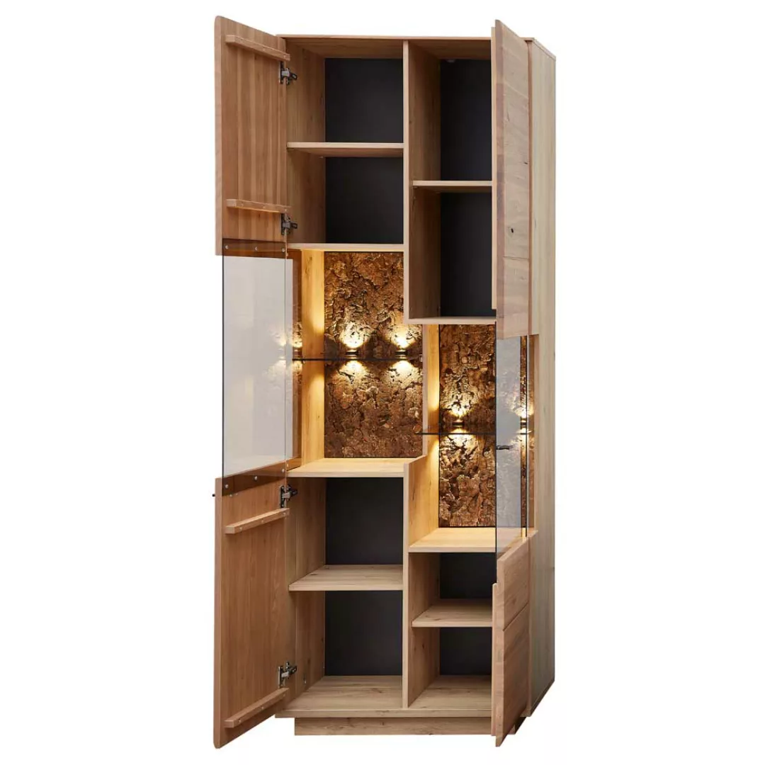 Wohnzimmerschrank mit Glastüren in modernem Design 75 cm breit günstig online kaufen