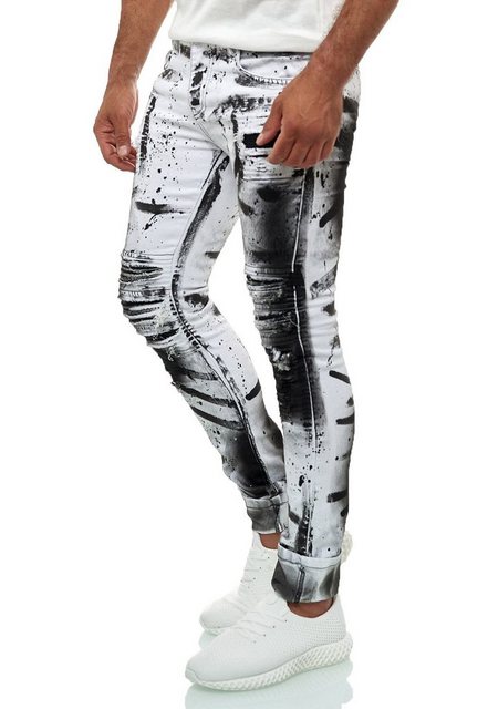 KINGZ Slim-fit-Jeans mit ausgefallener Batik-Waschung günstig online kaufen