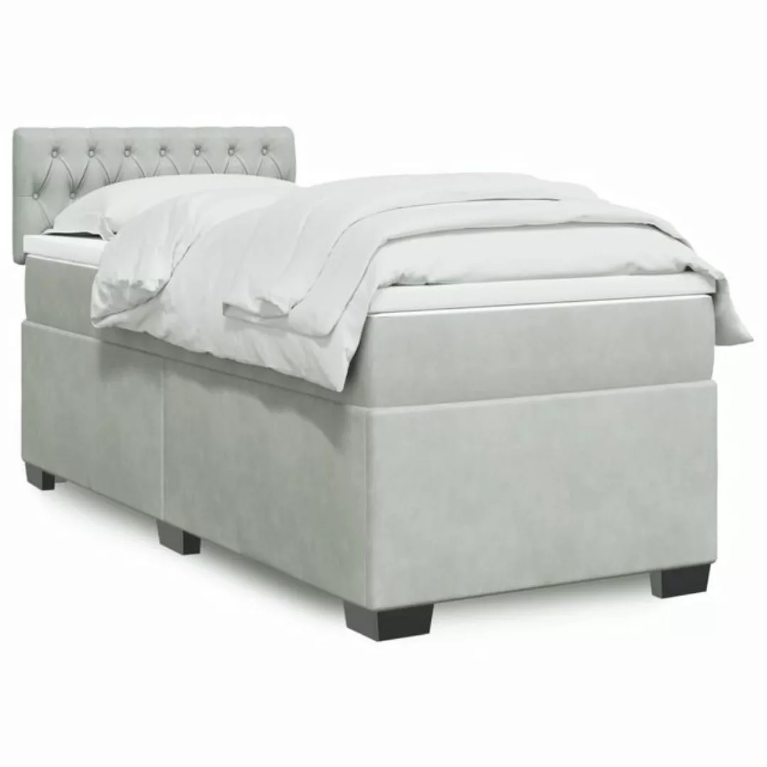 furnicato Bettgestell Boxspringbett mit Matratze Hellgrau 90x190 cm Samt günstig online kaufen