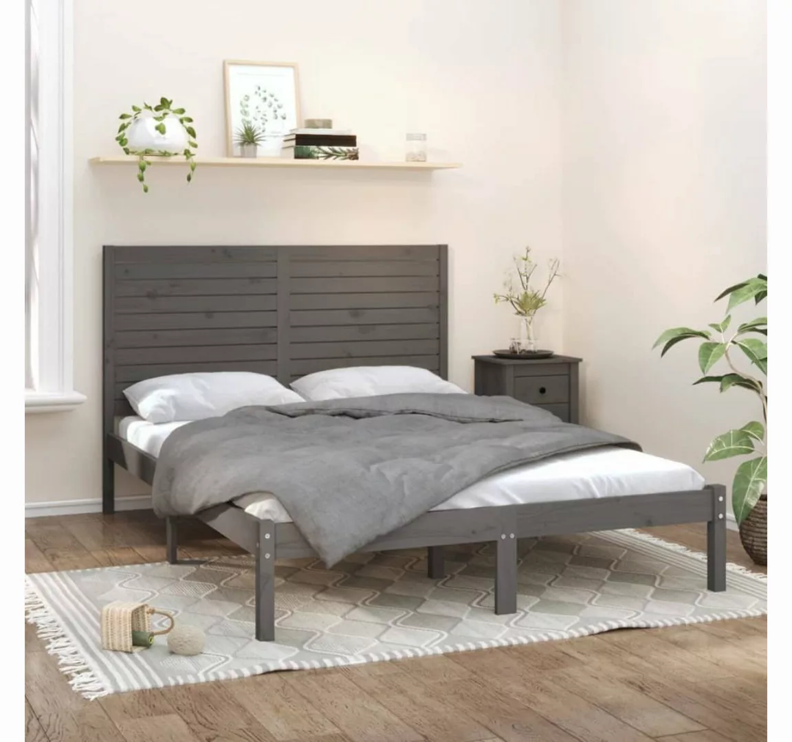 furnicato Bett Massivholzbett Grau 120x200 cm günstig online kaufen