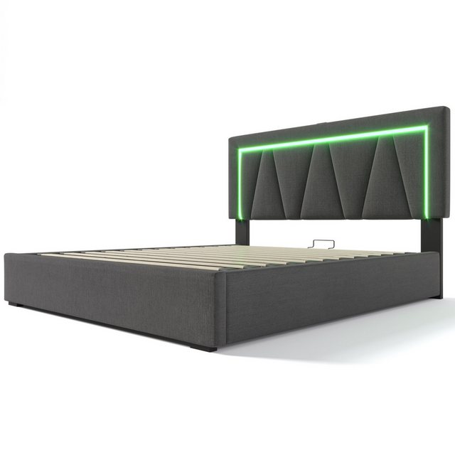 MODFU Polsterbett Doppelbett (160 x 200 cm Inklusive Matratze), LED Doppelb günstig online kaufen