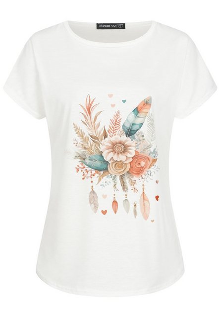 CLOUD 5IVE T-Shirt CLOUD 5IVE Viskose T-Shirt mit Traumfänger-Blumen Print günstig online kaufen