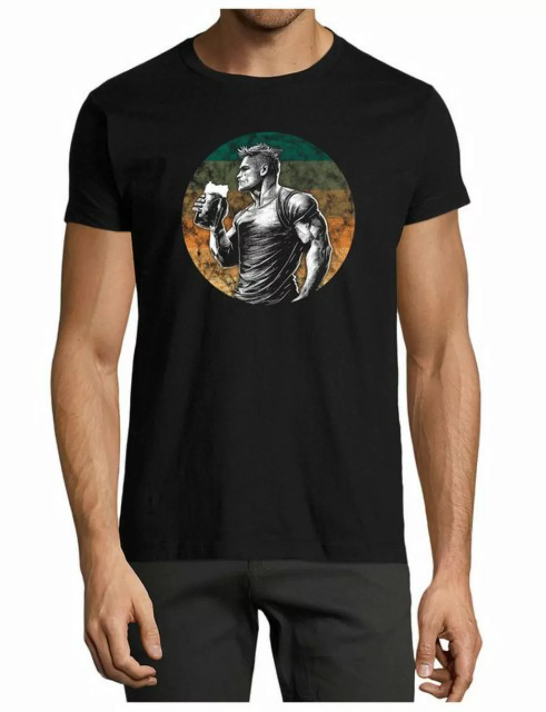 MyDesign24 T-Shirt Herren Print Shirt - Muskulöser Mann mit einem Mass Bier günstig online kaufen