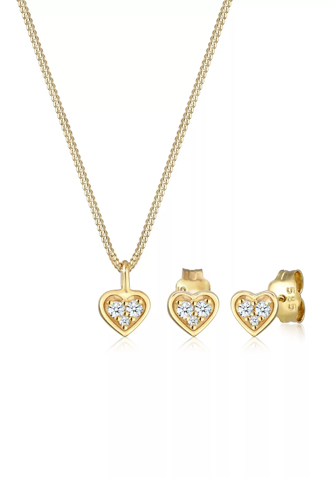 Elli DIAMONDS Schmuckset "Herz Liebe Valentin Diamant (0.105ct) 585 Gelbgol günstig online kaufen