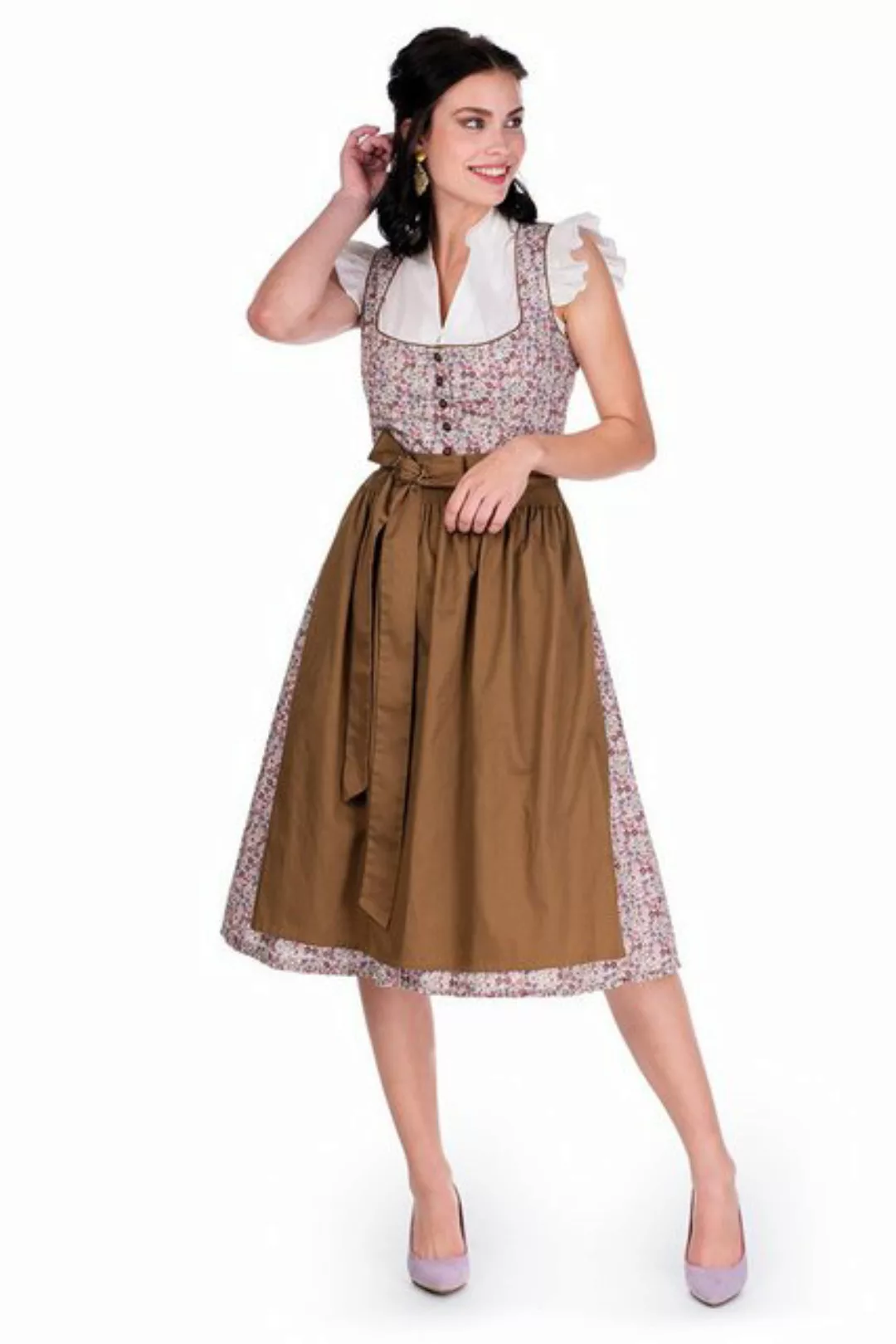 Alpenfee Tracht Dirndl Midi Dirndl 2tlg. - MOLLY - ocker günstig online kaufen