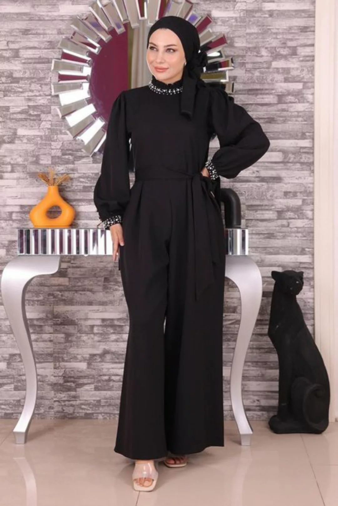 MODAMİHRAM Maxikleid Inci Detailliertes Jumpsuit-Kleid günstig online kaufen